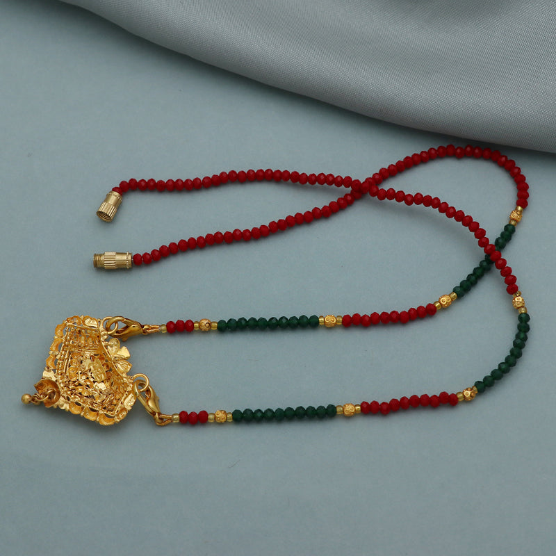 22k gold chain mangalsutra necklace with gold beads and black beads, Indian Wife Jewelry gift, 22k gold pendant