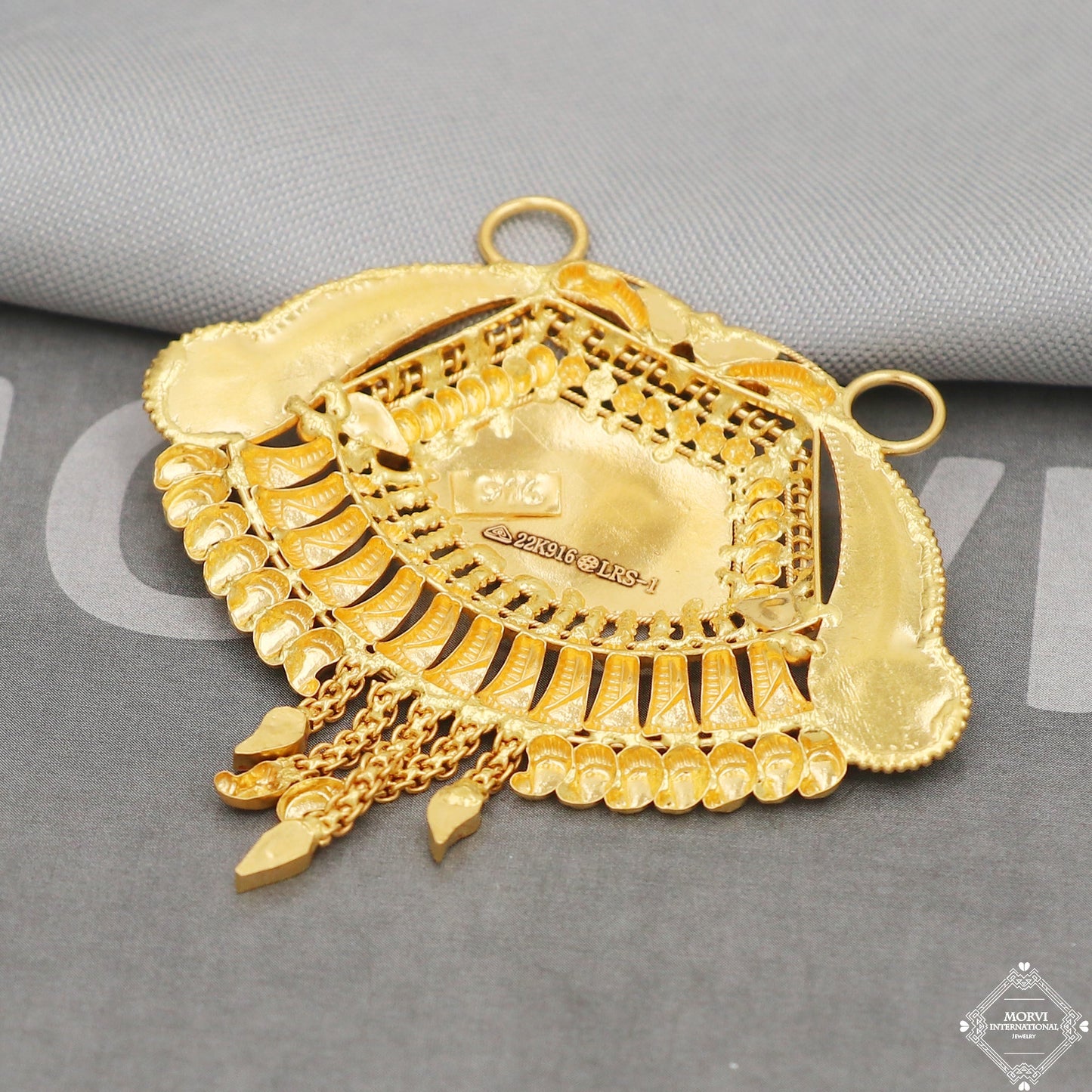 Big 22k Yellow Gold Pendant Necklace Handmade Indian Mangalsutra Handmade Vintage Antique Design Jewelry, K5059