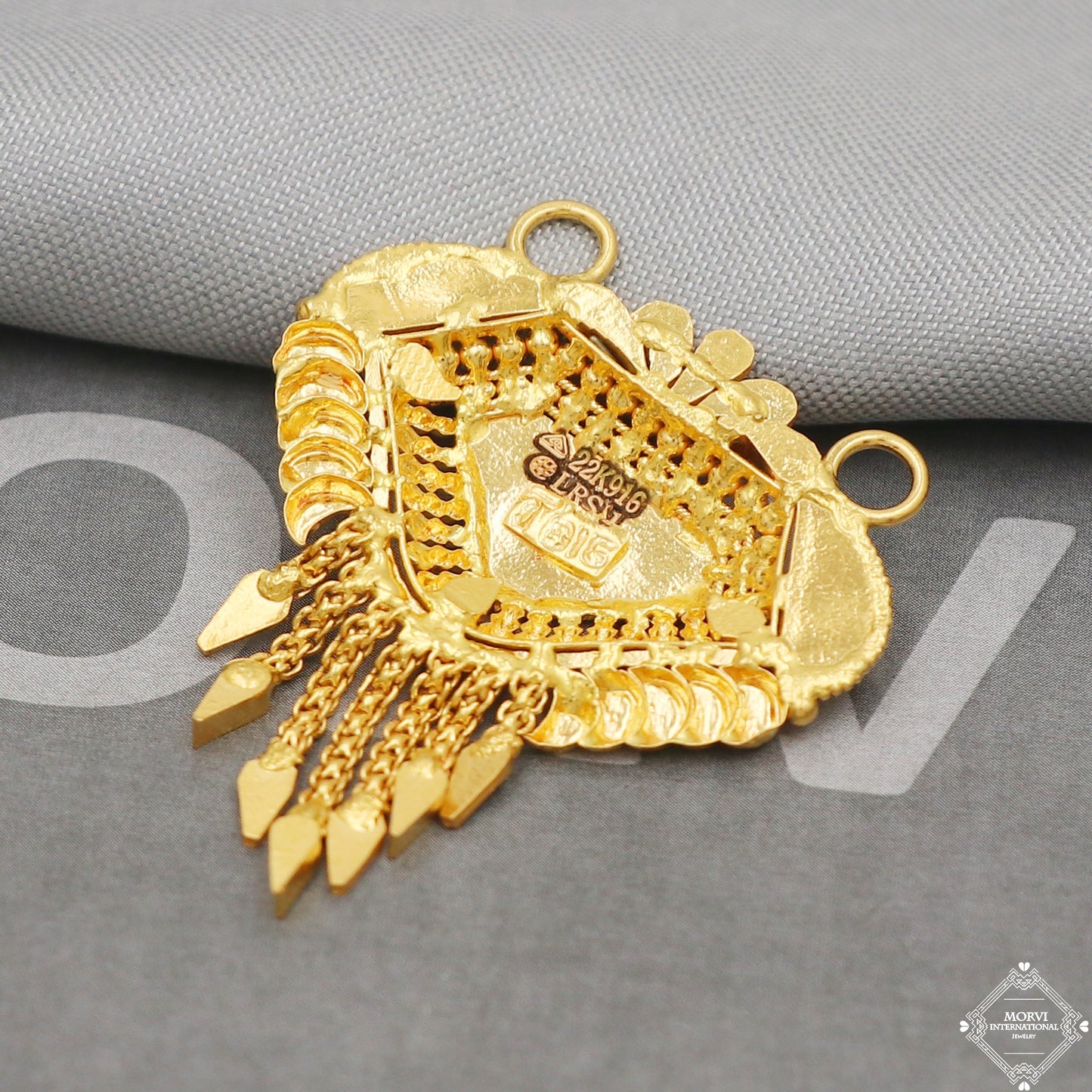 Big 22k Yellow Gold Pendant Necklace Handmade Indian Mangalsutra Handmade Vintage Antique Design Jewelry, K5061