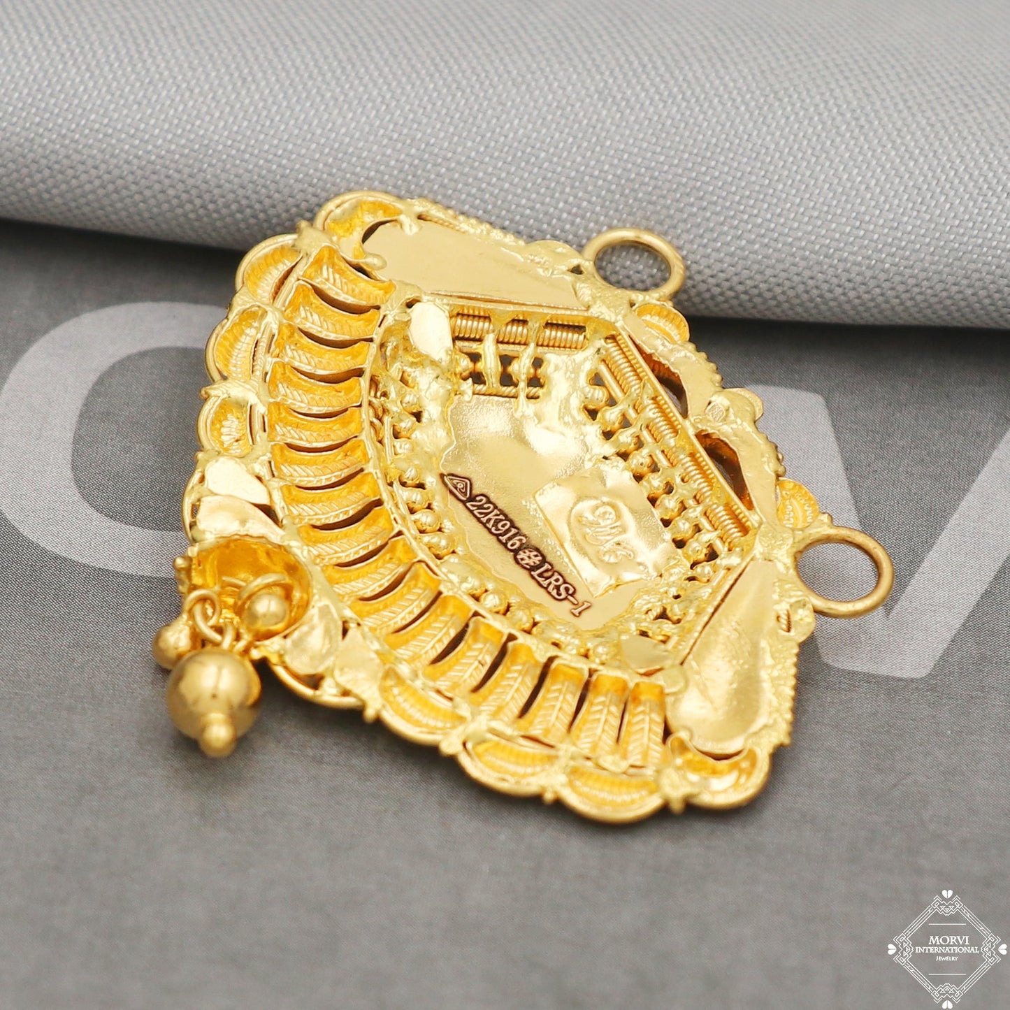 22k Yellow Gold Pendant Necklace Handmade Indian Mangalsutra Handmade Vintage Antique Design Jewelry, K5064