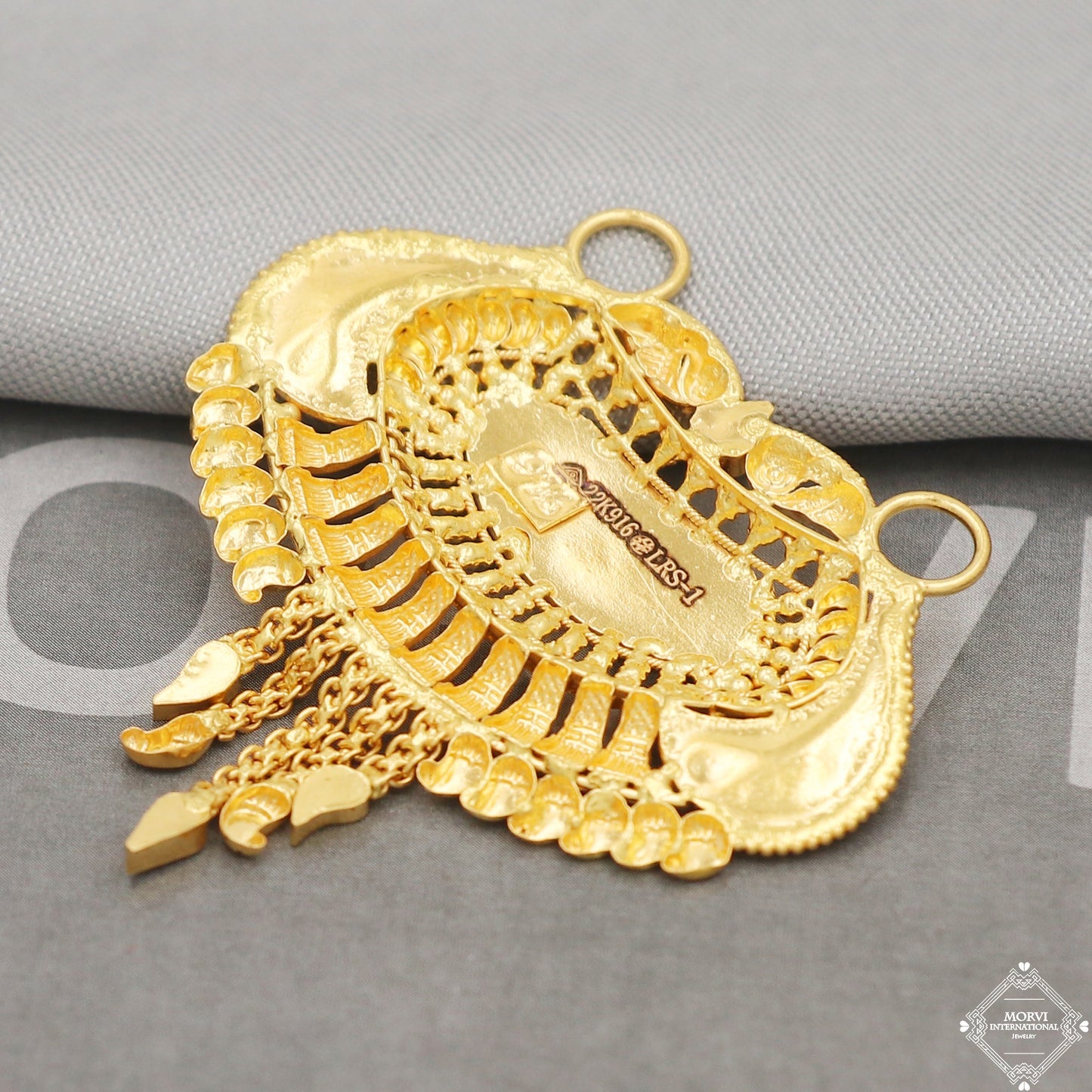 22k Yellow Gold Pendant Necklace Handmade Indian Mangalsutra Handmade Vintage Antique Design Jewelry, K5068