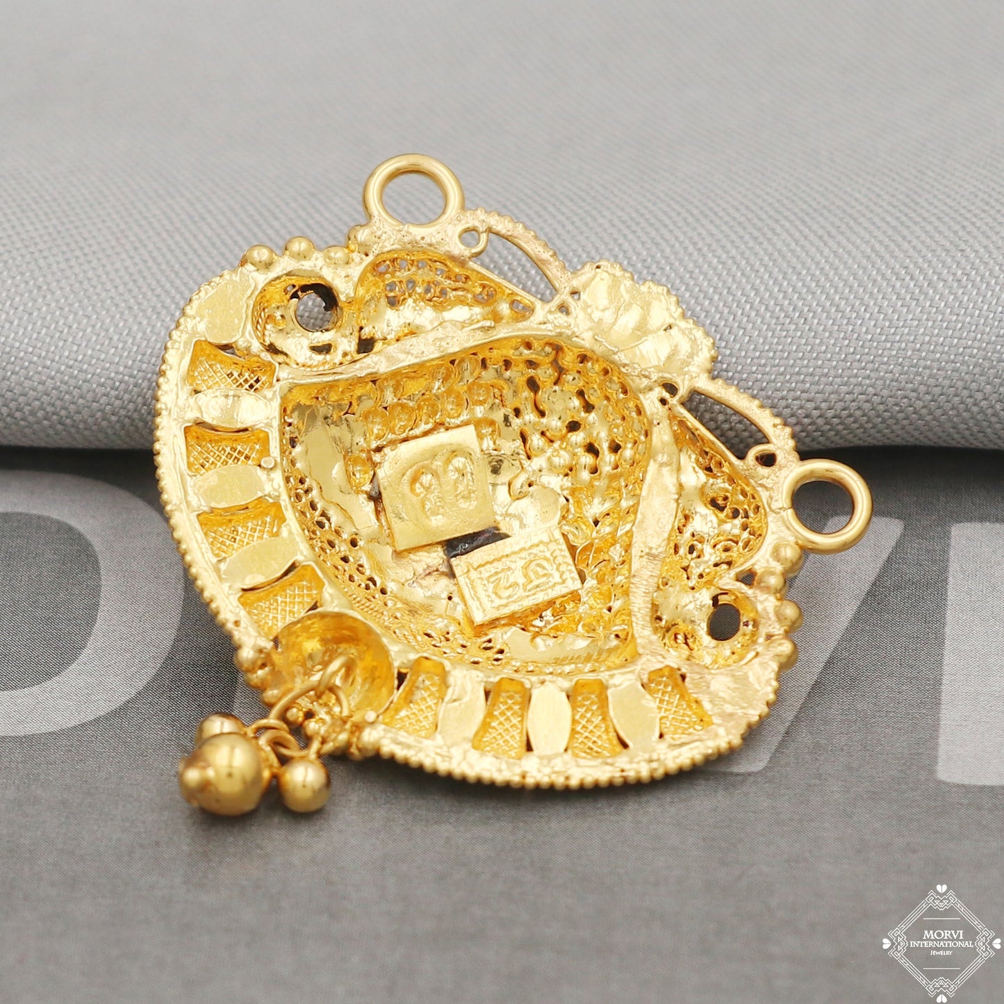 22k Yellow Gold Pendant Necklace Handmade Indian Mangalsutra Handmade Vintage Antique Design Jewelry, K5070