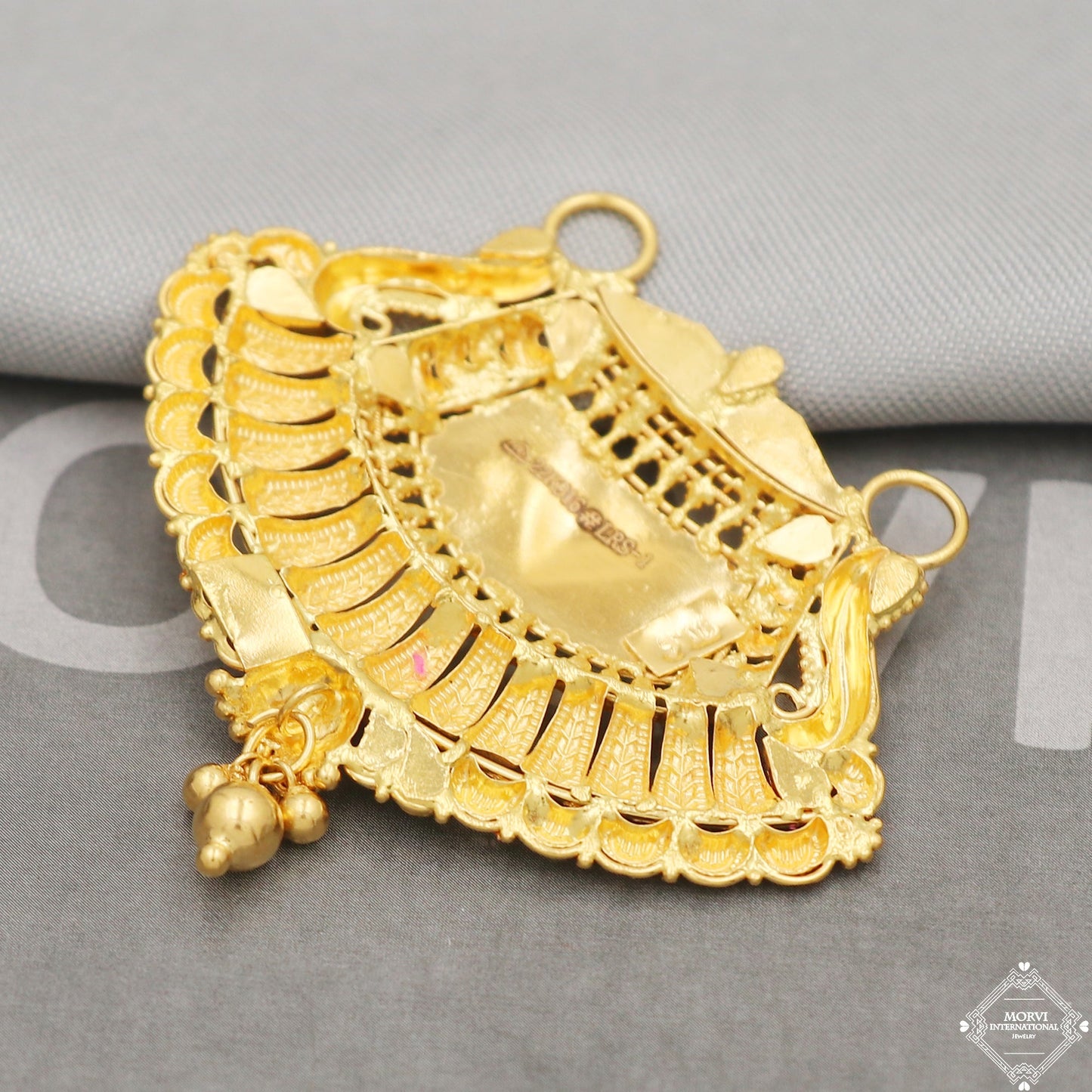 22k Yellow Gold Pendant Necklace Handmade Indian Mangalsutra Handmade Vintage Antique Design Jewelry, K5075