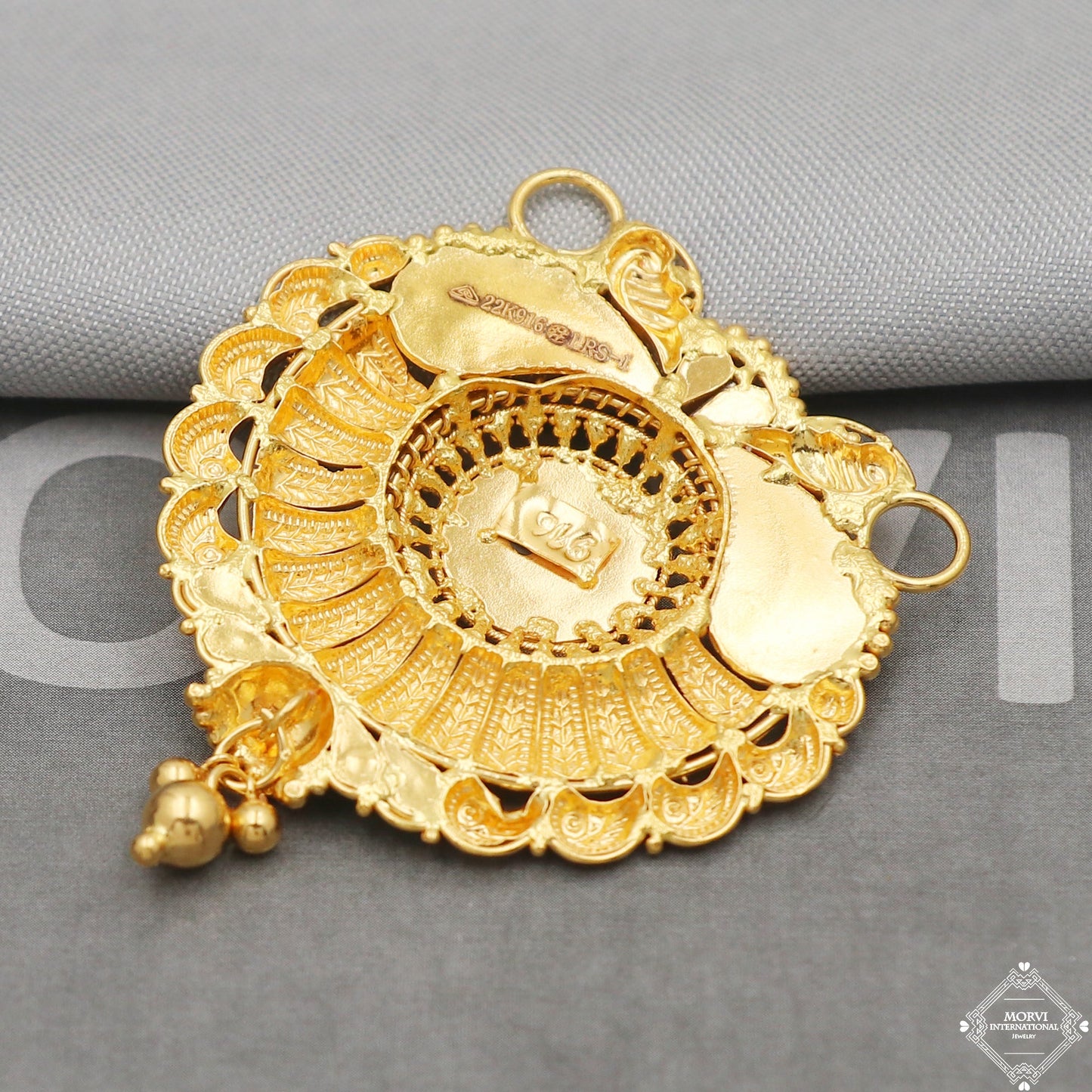22k Yellow Gold Pendant Necklace Handmade Indian Mangalsutra Handmade Vintage Antique Design Jewelry, K5077