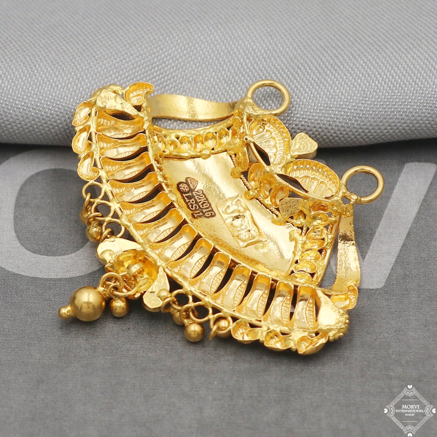 22k Yellow Gold Pendant Necklace Handmade Indian Mangalsutra Handmade Vintage Antique Design Jewelry, K5078