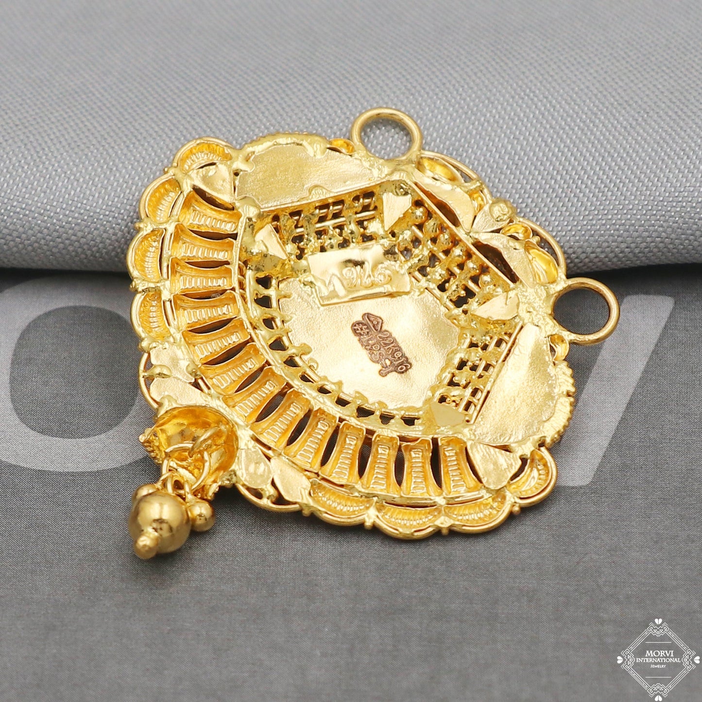 22k Yellow Gold Pendant Necklace Handmade Indian Mangalsutra Handmade Vintage Antique Design Jewelry, K5079