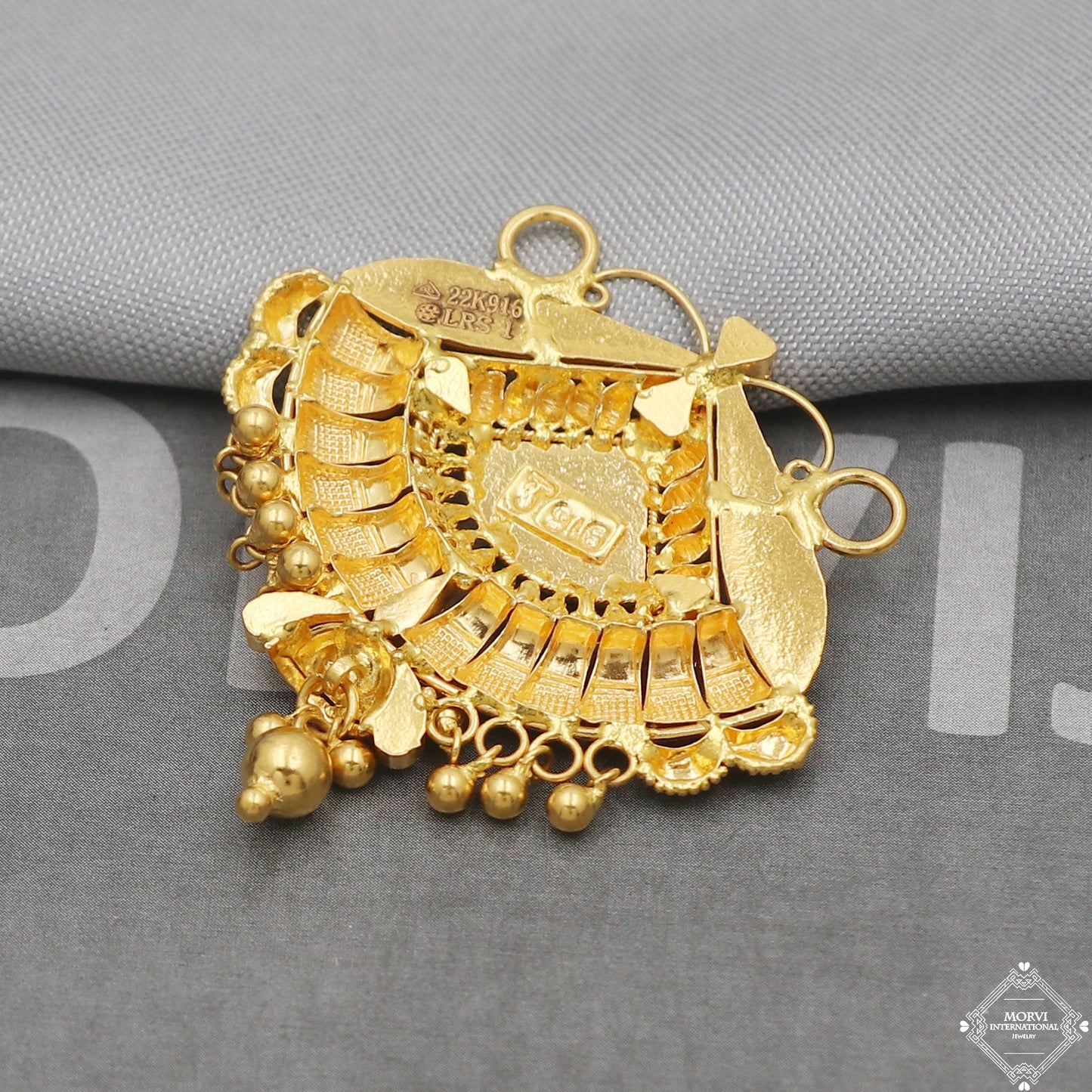 22k Yellow Gold Pendant Necklace Handmade Indian Mangalsutra Handmade Vintage Antique Design Jewelry, K5082