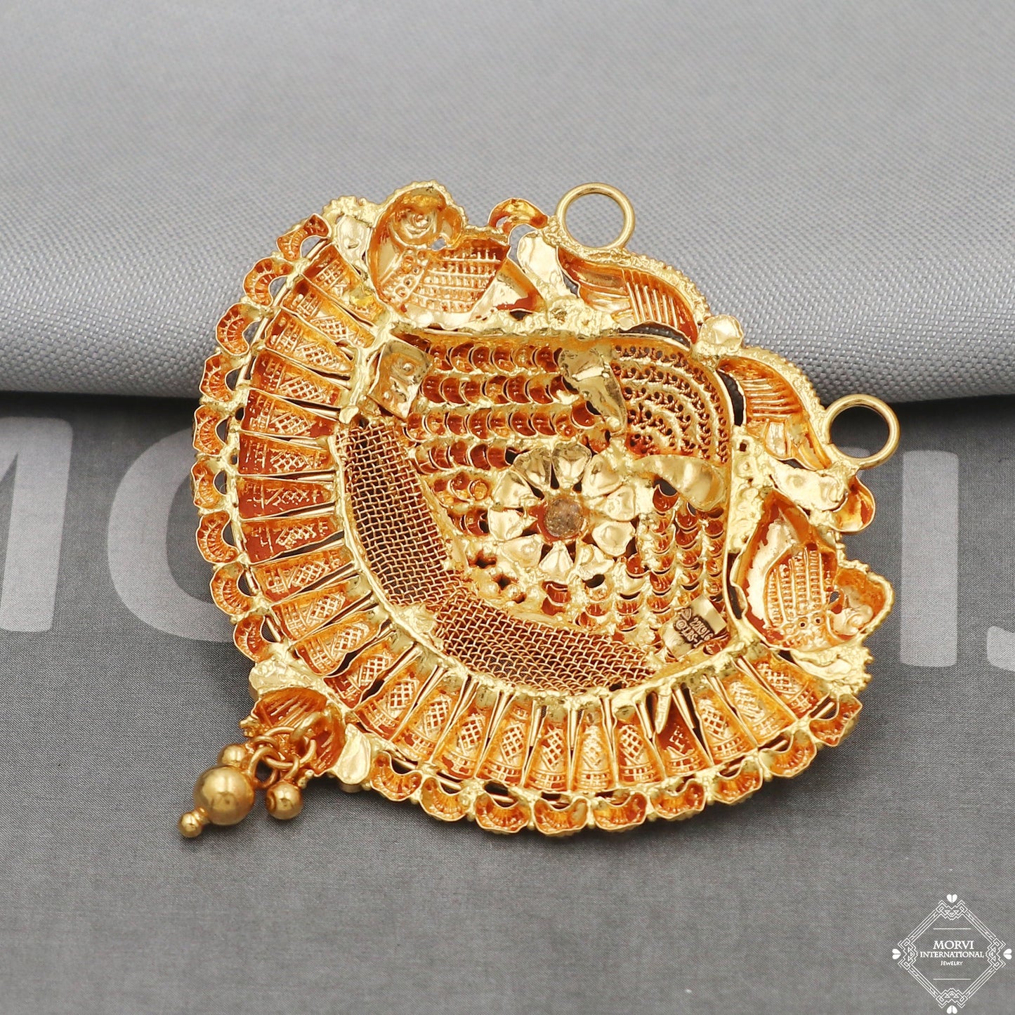 22k Yellow Gold Pendant Necklace Handmade Indian Mangalsutra Handmade Vintage Antique Design Jewelry, K5083