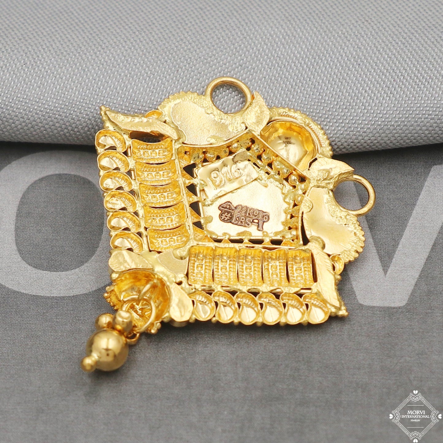 22k Yellow Gold Pendant Necklace Handmade Indian Mangalsutra Handmade Vintage Antique Design Jewelry, K5085