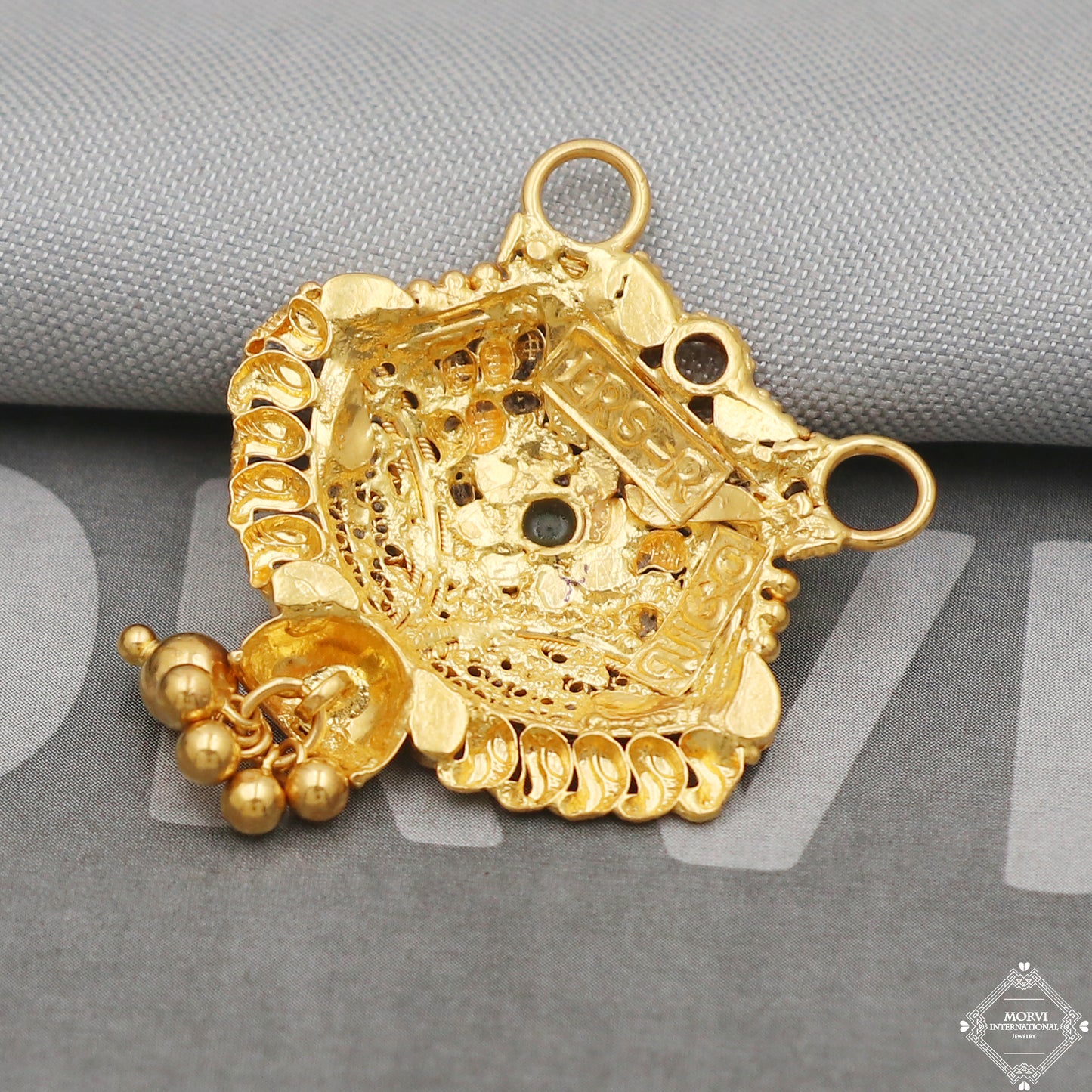 22k Yellow Gold Pendant Necklace Handmade Indian Mangalsutra Handmade Vintage Antique Design Jewelry, K5087