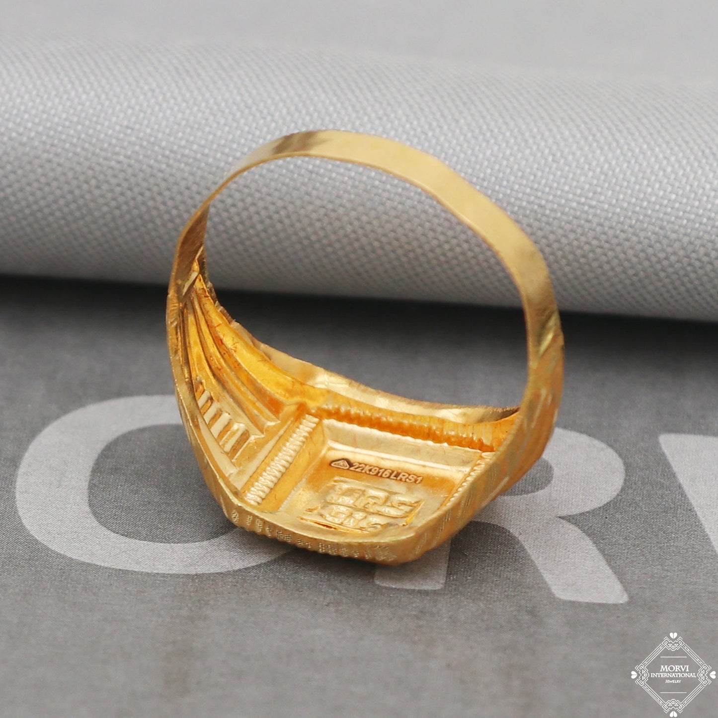 22k Yellow Gold Ring Size 9 US and All, Hand Carved Gold Ring Jewelry, Indian Gold Ring, K5090