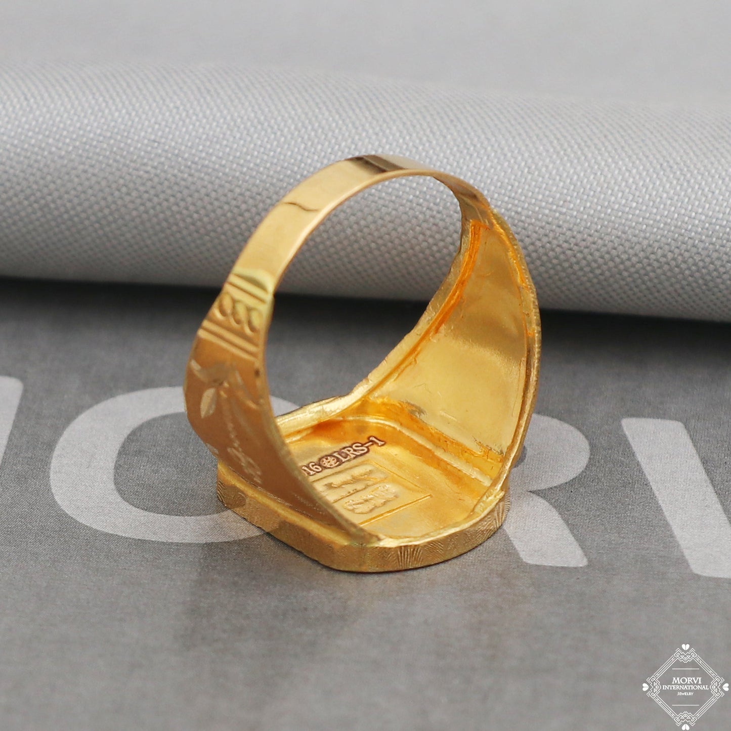 22k Yellow Gold Ring Size 10 US and All, Hand Carved Gold Ring Jewelry, Indian Gold Ring, K5091