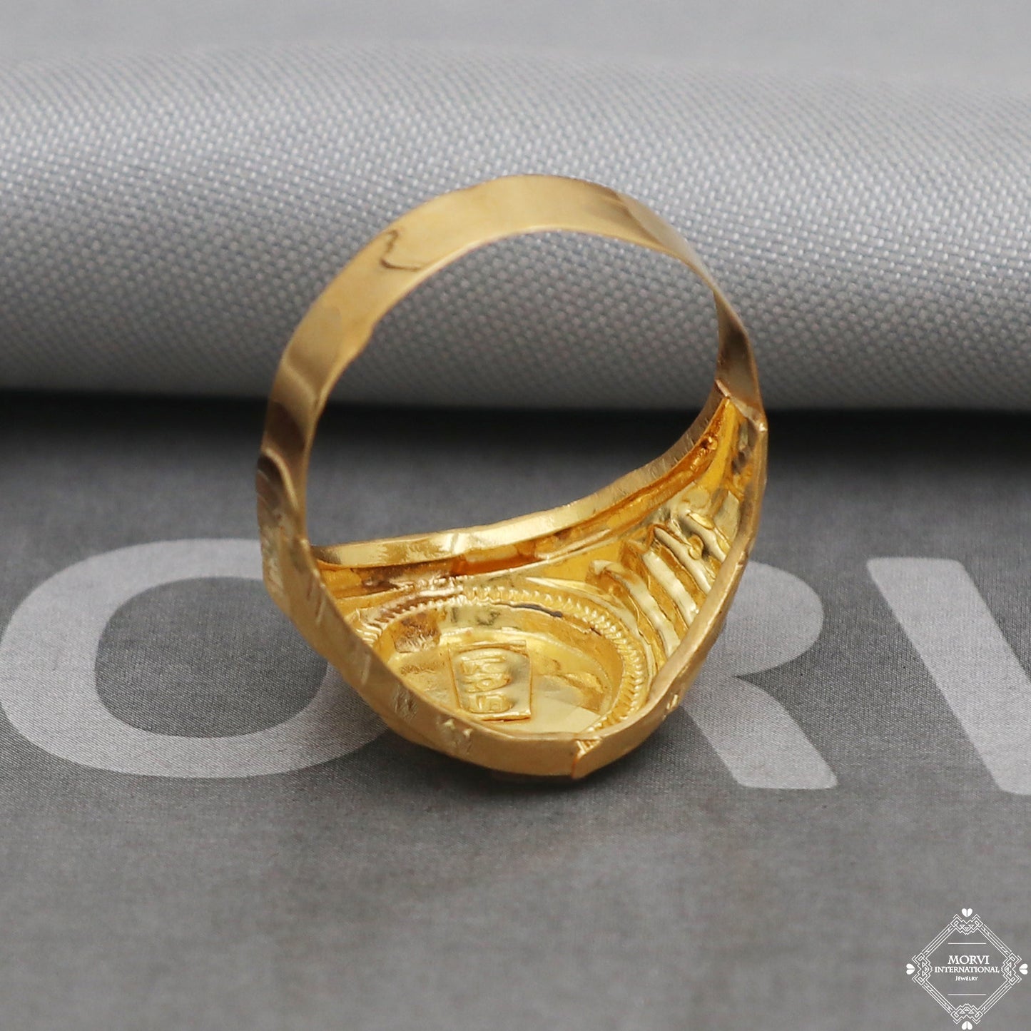 22k Yellow Gold Ring Size 8 US and All, Hand Carved Gold Ring Jewelry, Indian Gold Ring, K5096