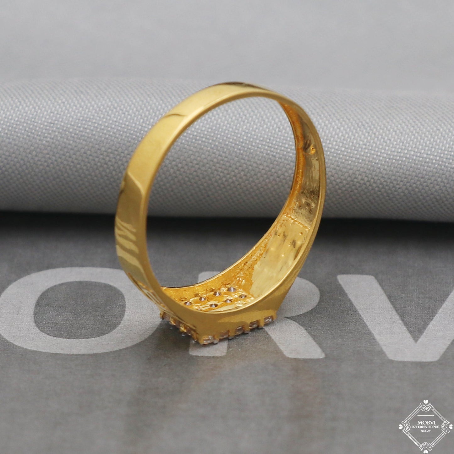 22k Gold Ring Size 11.25 US and All, White Zircon Stone Yellow Gold Ring Jewelry, Indian Gold Ring, K5097