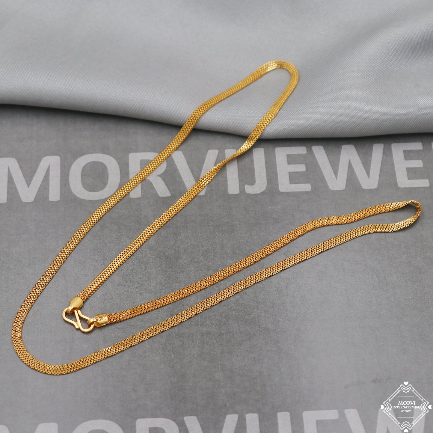 22k Gold Chain Necklace box style For men women Anniversary Wedding Gift chain, 22kt Handmade Gold Chain, pure gold necklace chain, K5106