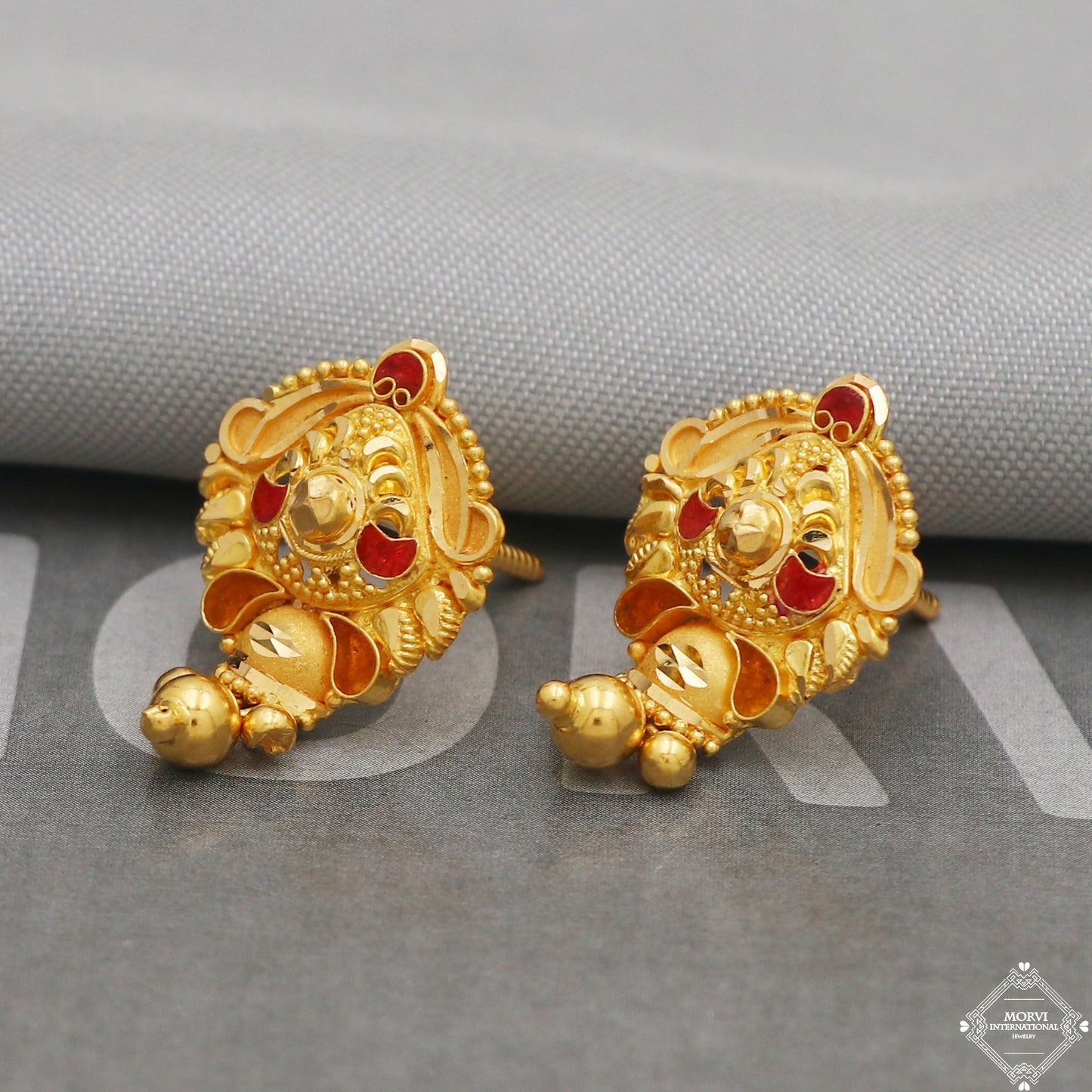 22k 22kt 22 karat Pure Gold Earring Pair, K5227