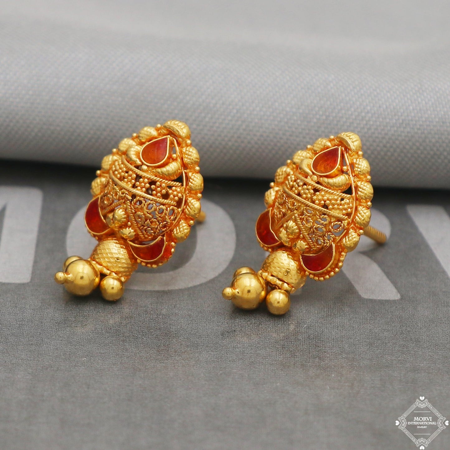 22k 22kt 22 karat Pure Gold Earring Pair, K5229