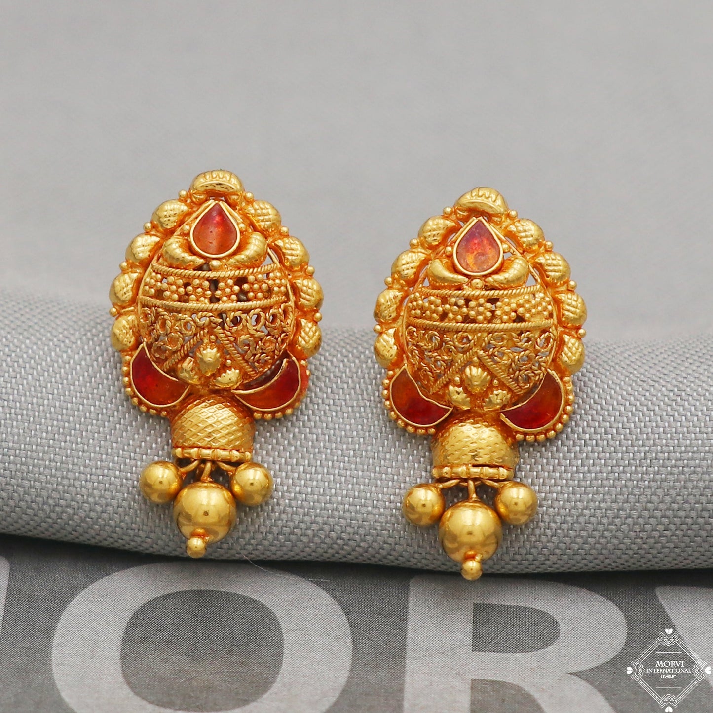 22k 22kt 22 karat Pure Gold Earring Pair, K5229