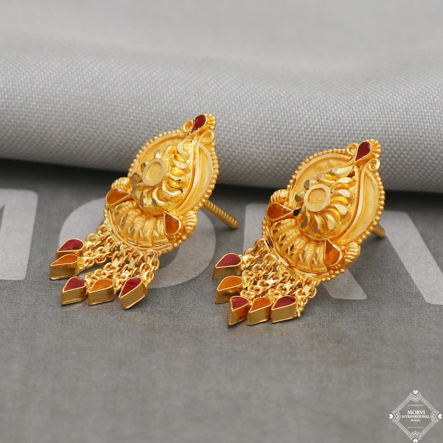 22k 22kt 22 karat Pure Gold Earring Pair, K5231