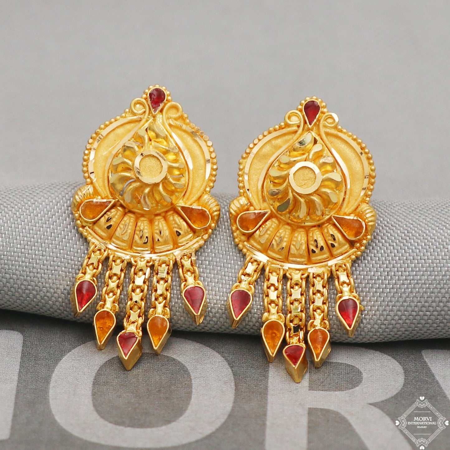 22k 22kt 22 karat Pure Gold Earring Pair, K5231
