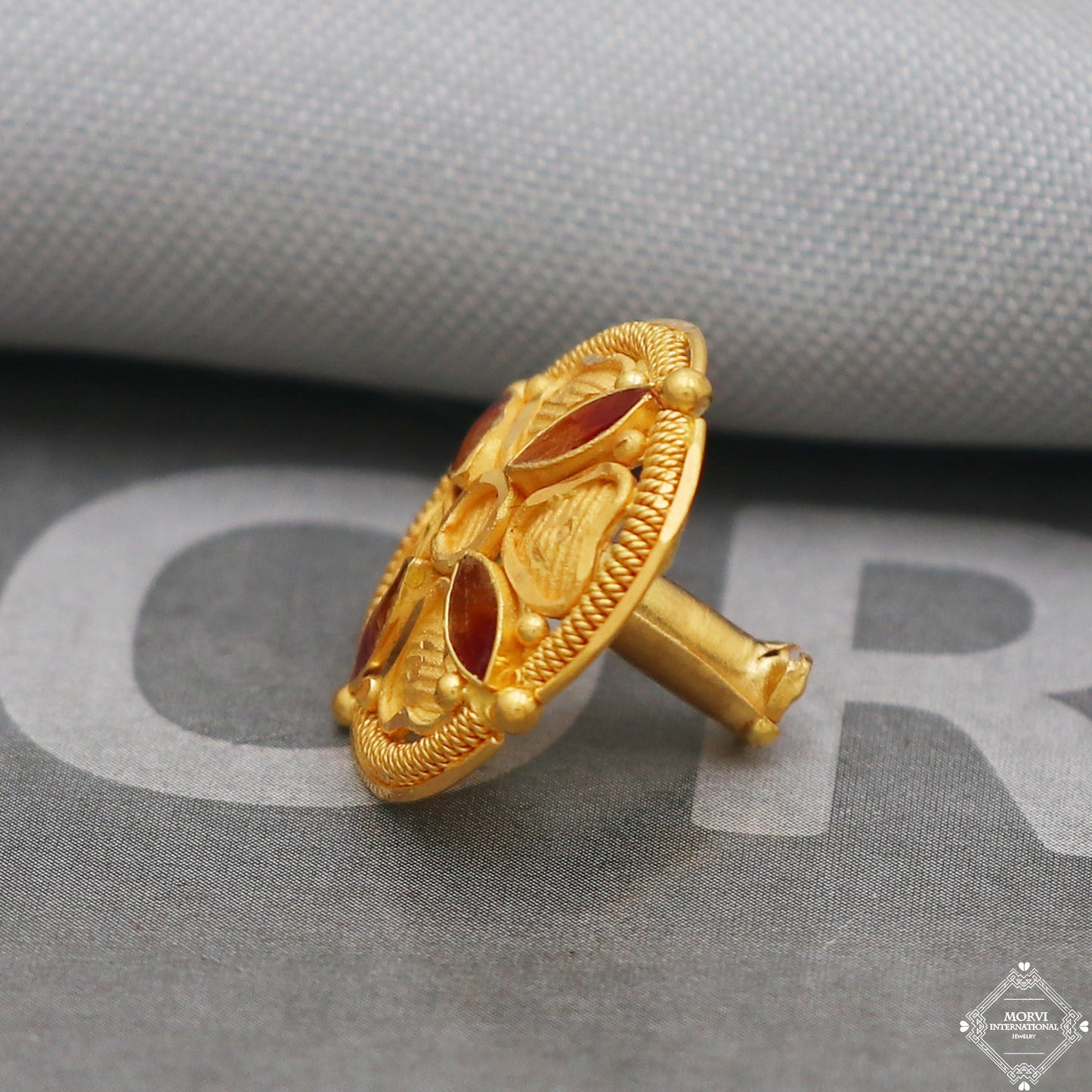Pure 22k 22kt 22 karat Gold Stud Earring Tops Pair, Handmade Indian Jewelry for Gift, K5236