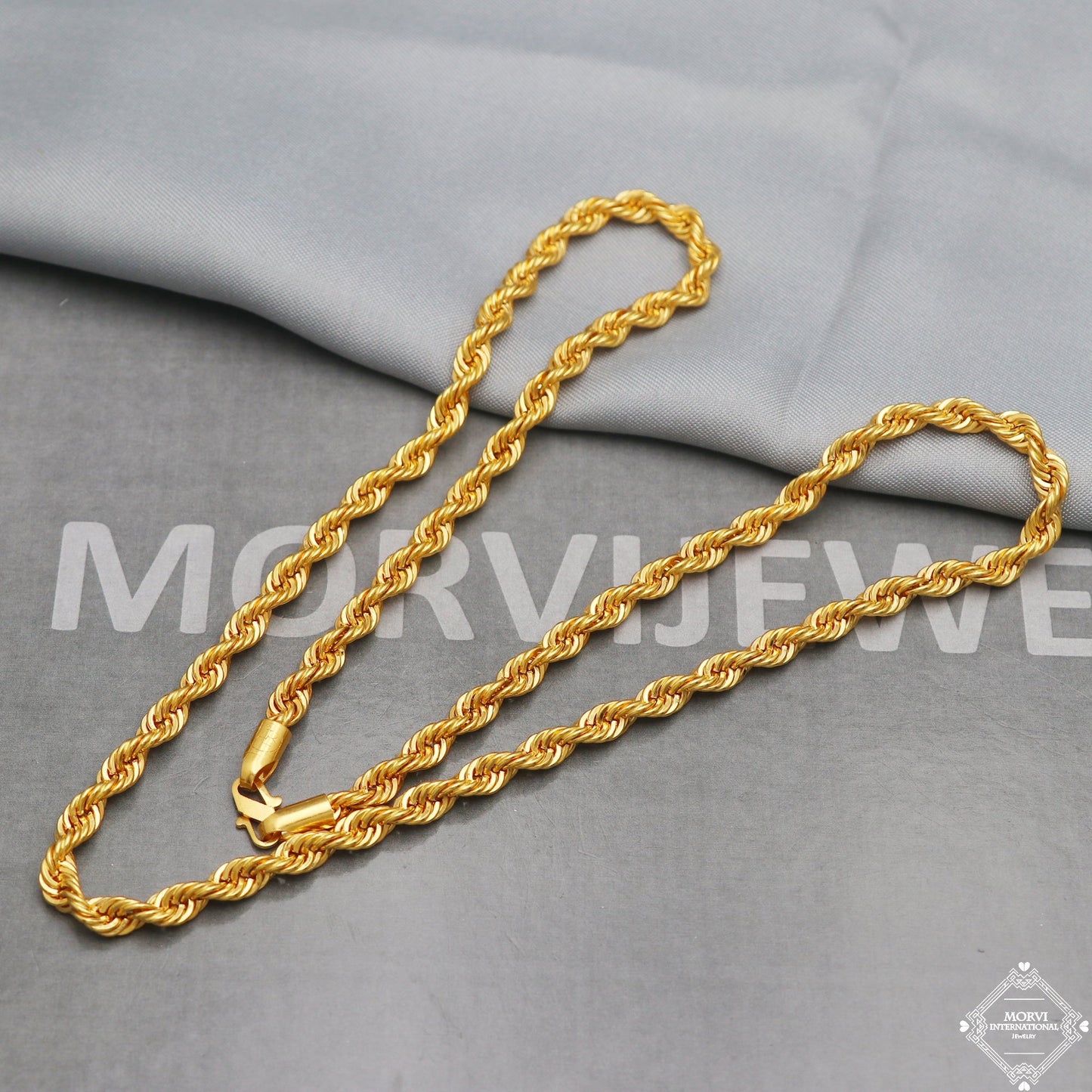 22k Yellow Gold Chain Necklace Rope 5 mm, 22 inch all size pure handmade gold chain for men and women, Indian gold chain, K5283