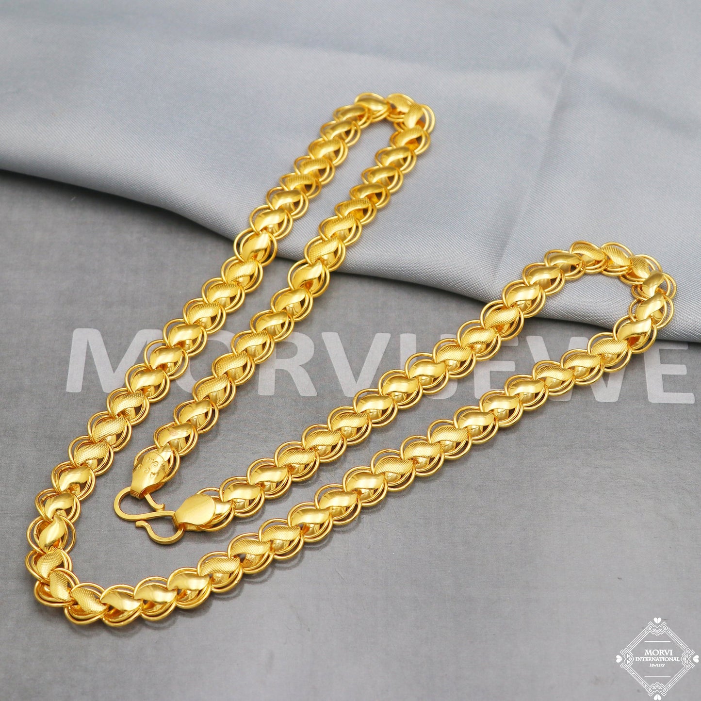 22k Yellow Gold Chain Necklace 10 mm, 24 inch all size pure handmade 22kt gold chain for men and women, Indian gold chain, K5285