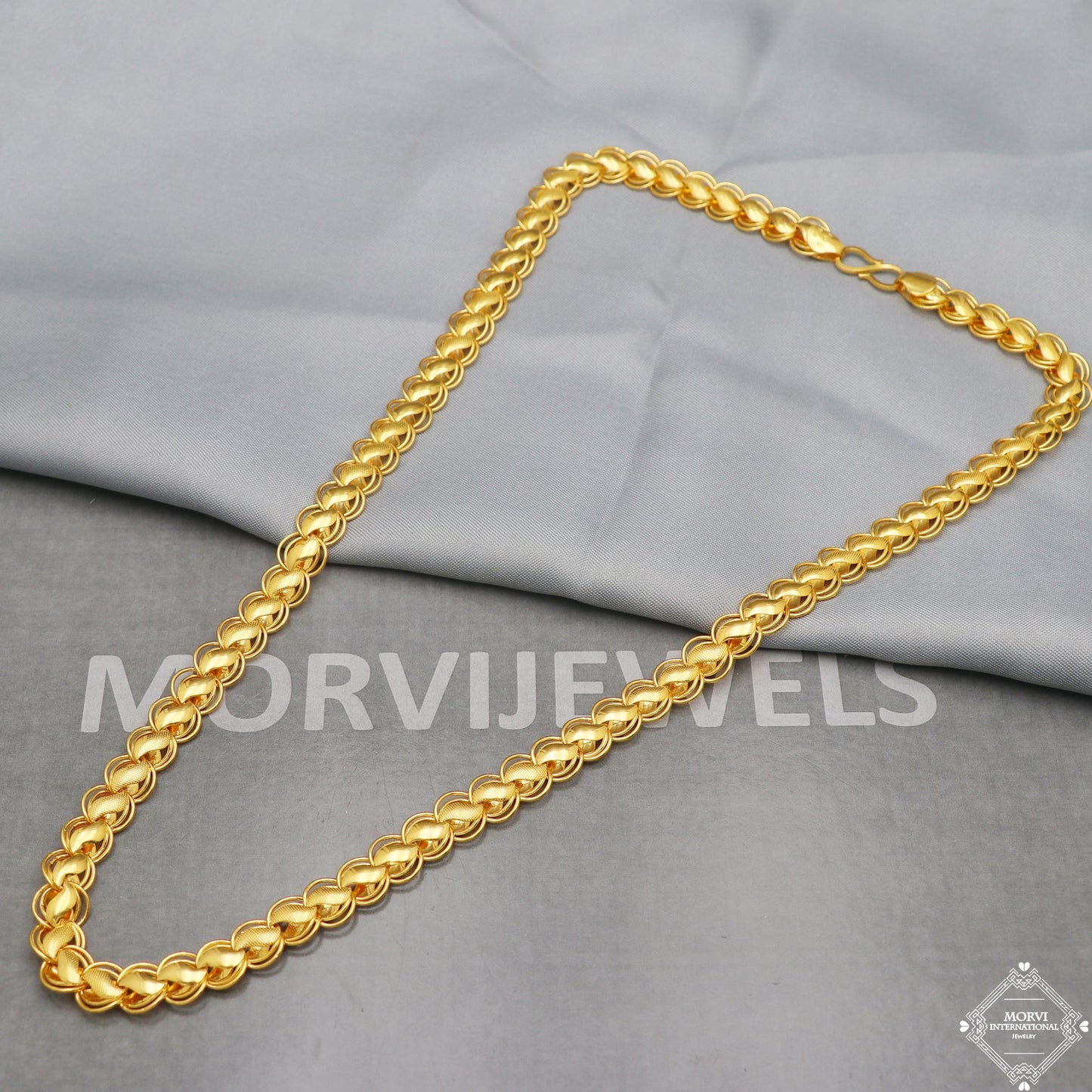 22k Yellow Gold Chain Necklace 10 mm, 24 inch all size pure handmade 22kt gold chain for men and women, Indian gold chain, K5285