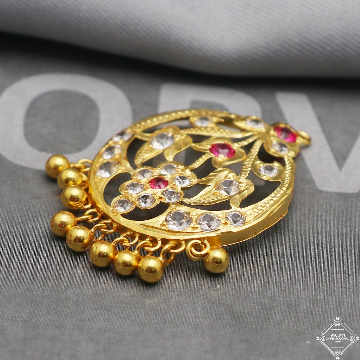 Indian style 22k yellow gold pendant necklace indian traditional handmade wedding party wear jewelry for gift, K5306