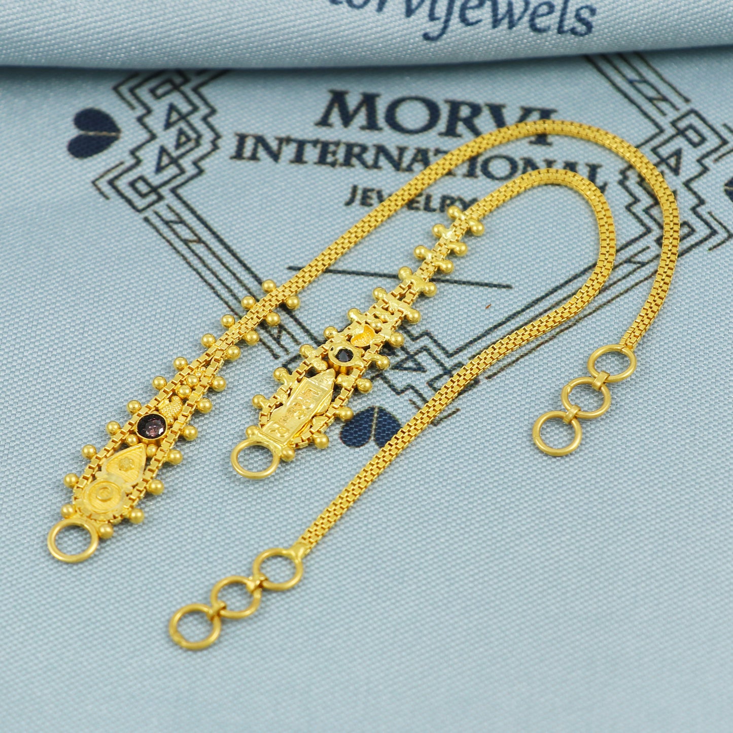 Handmade 22k Gold Ear Chain, Kaan chain,Kanoti, 4.9g Indian Jewelry, 11cm Long, Elegant Design with Adjustable Fit, K5390