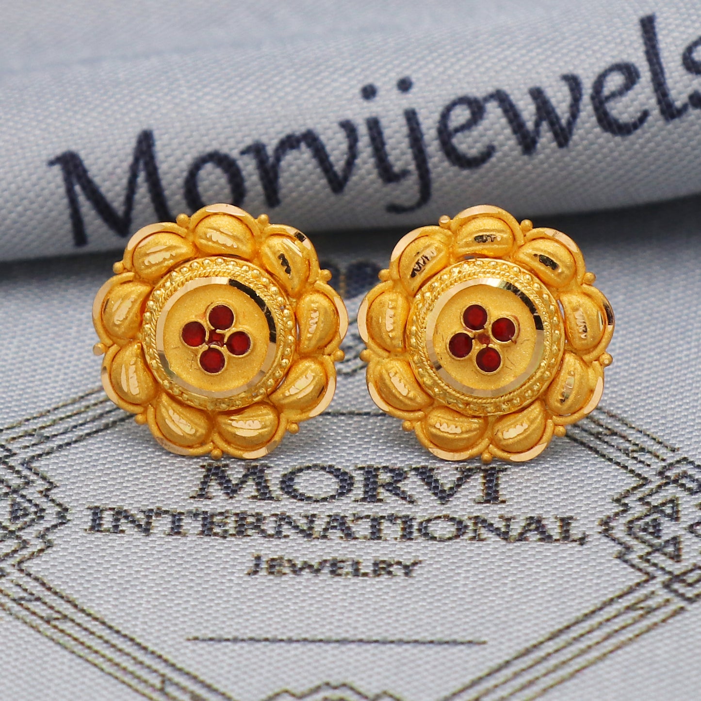 women gold tops designer 22k gold earrings from india, K5441