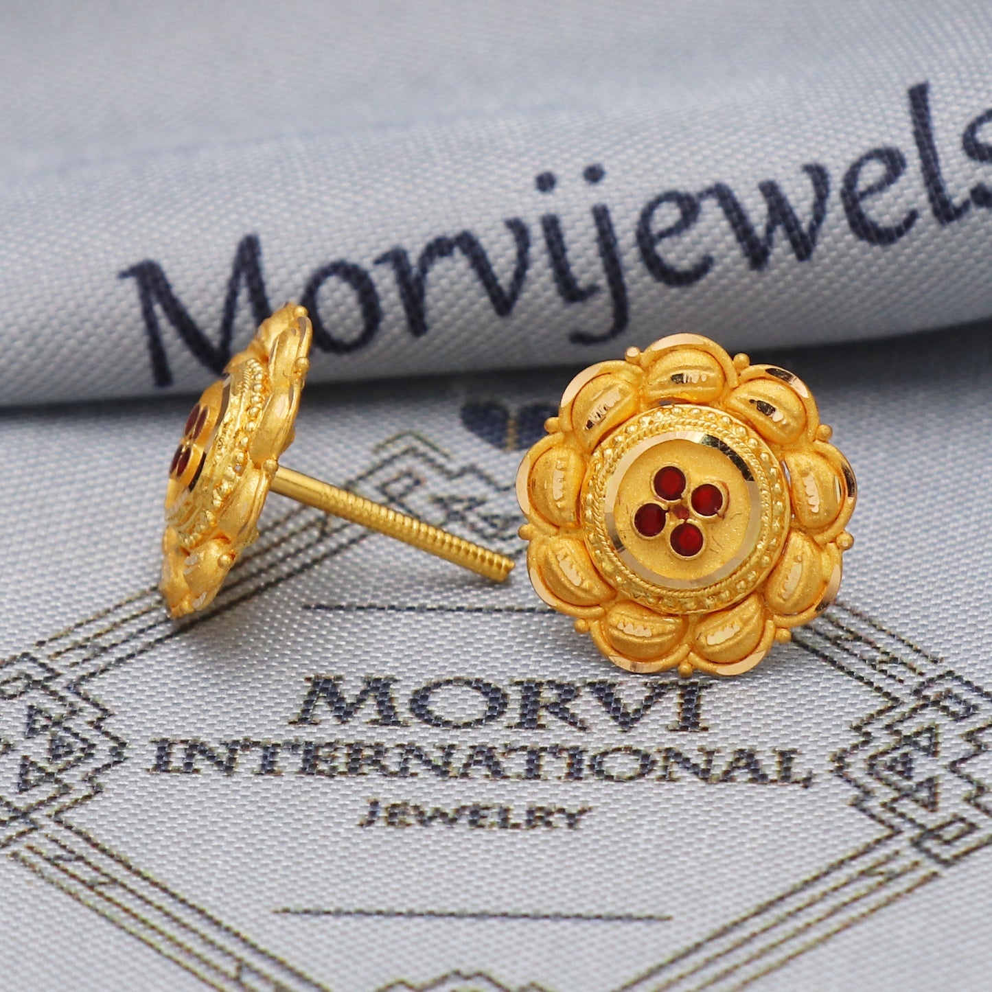 women gold tops designer 22k gold earrings from india, K5441