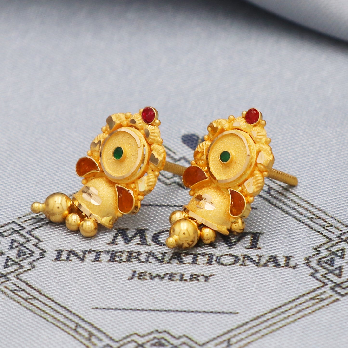 22k 22kt 22 karat Yellow Gold Earrings Dangle Stud Handmade Indian Jewelry for Gift, K5456