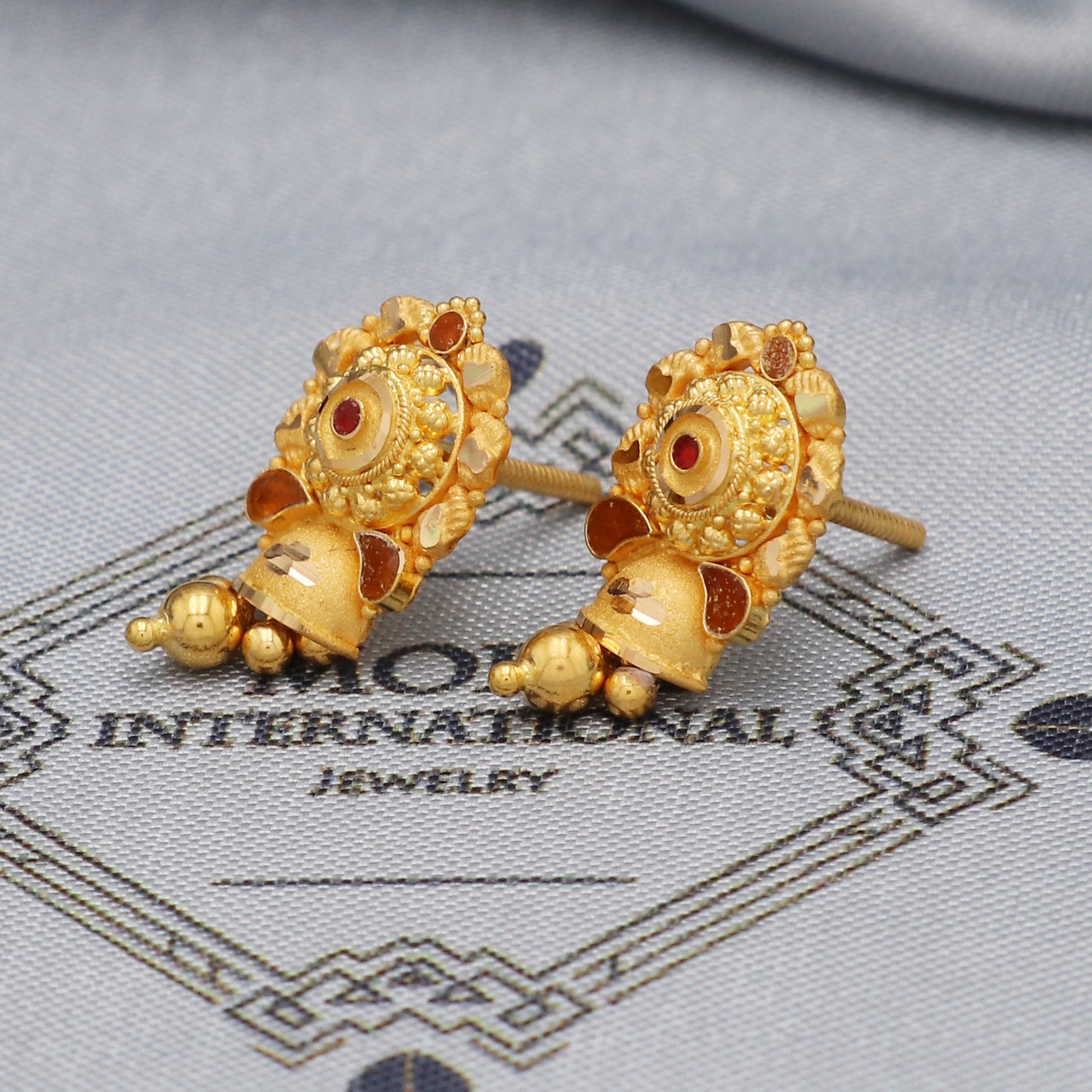 22k 22kt 22 karat Yellow Gold Earrings Dangle Stud Handmade Indian Jewelry for Gift, K5457