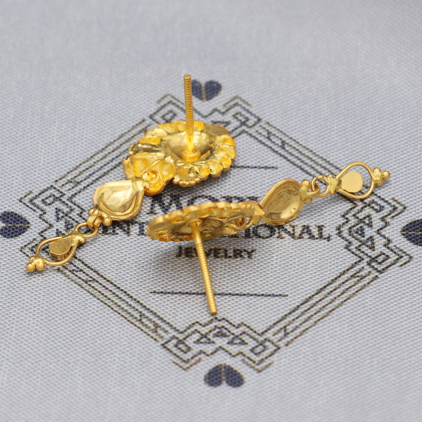 22k 22kt 22 karat Yellow Gold Earrings with Colored Enamel Handmade Indian Jewelry for Gift, K5460