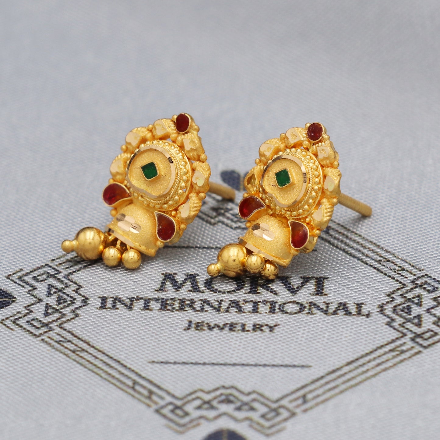 22k 22kt 22 karat Yellow Gold Earrings Dangle Stud Handmade Indian Jewelry for Gift, K5461