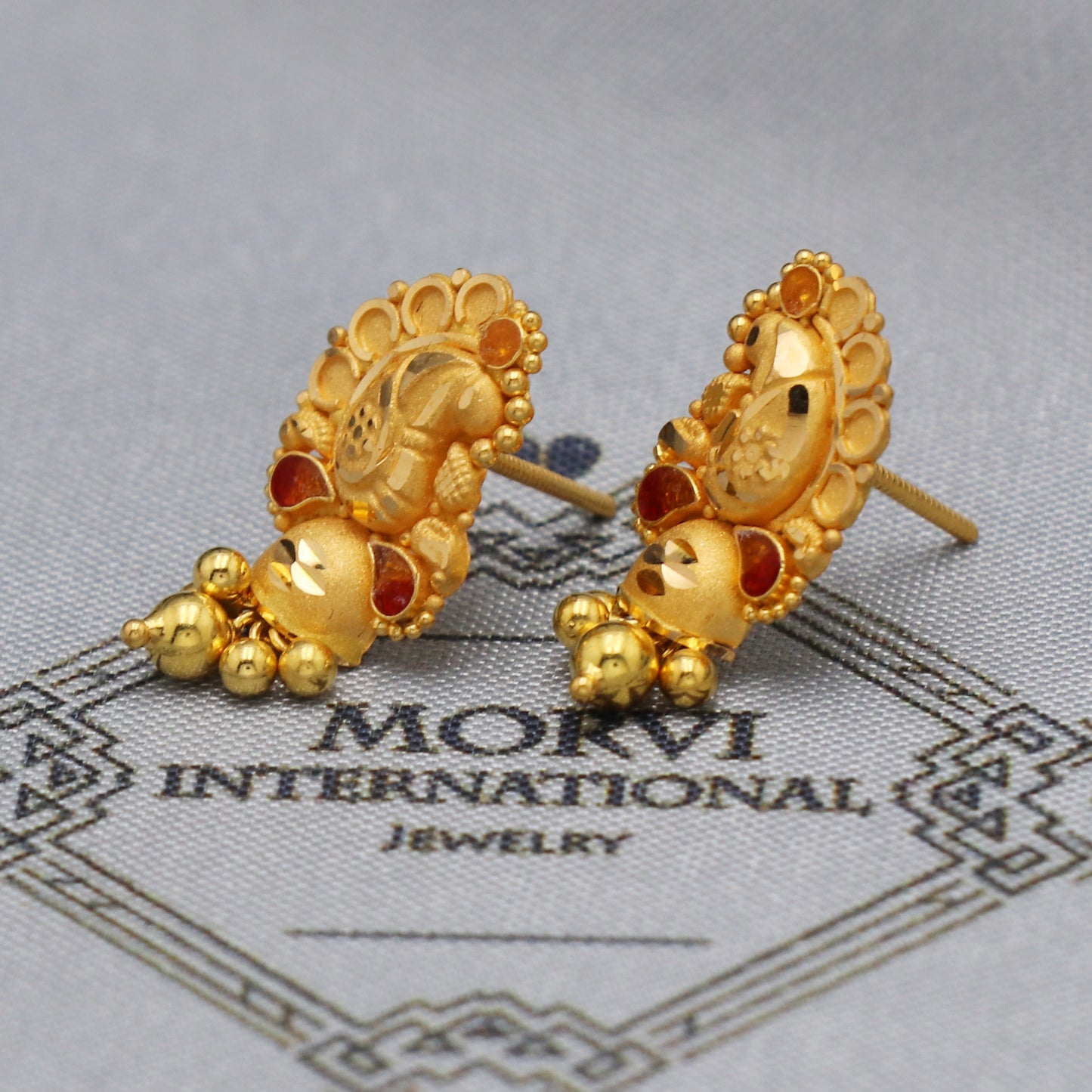 22k 22kt 22 karat Yellow Gold Earrings Dangle Stud Handmade Indian Jewelry for Gift, K5462