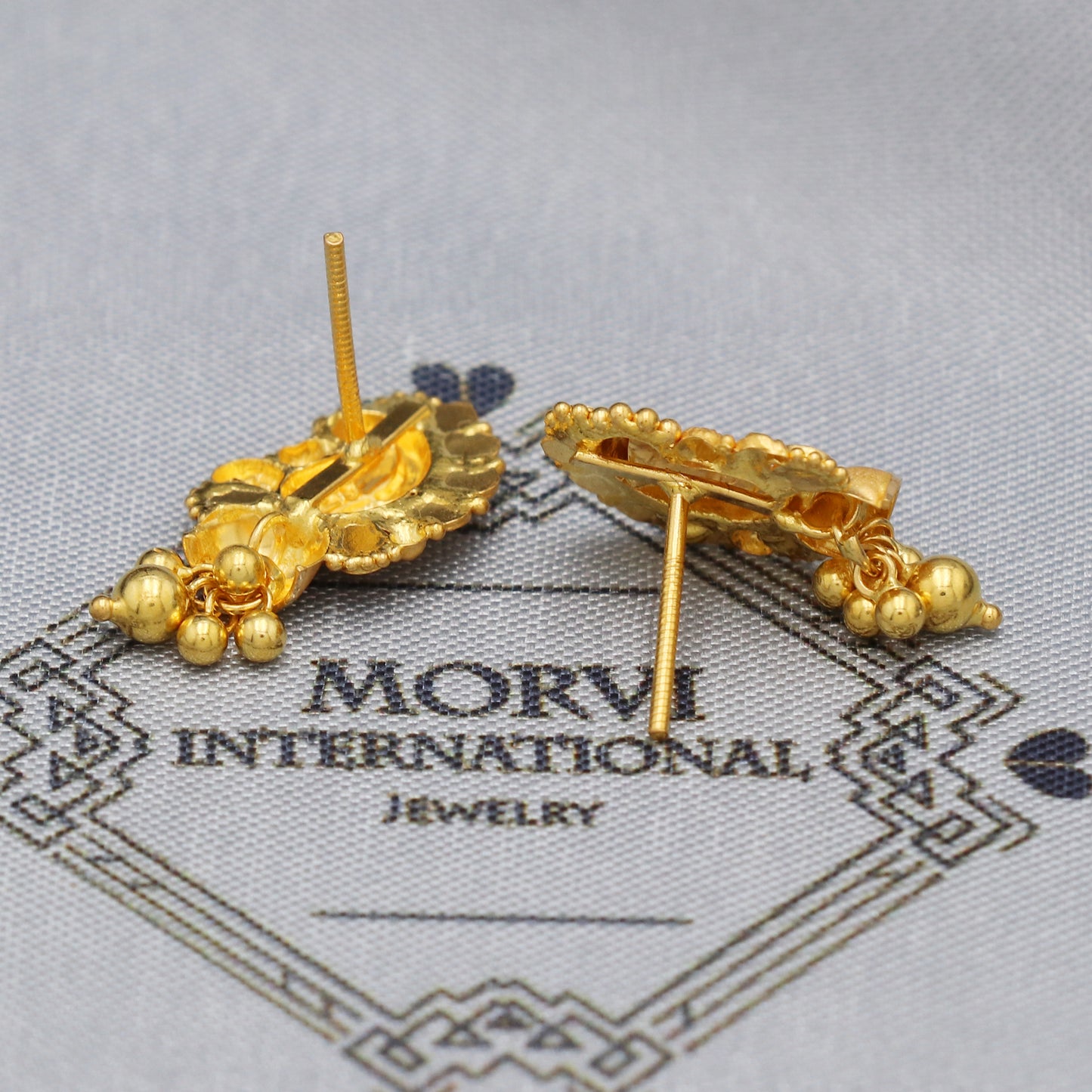 22k 22kt 22 karat Yellow Gold Earrings Dangle Stud Handmade Indian Jewelry for Gift, K5462