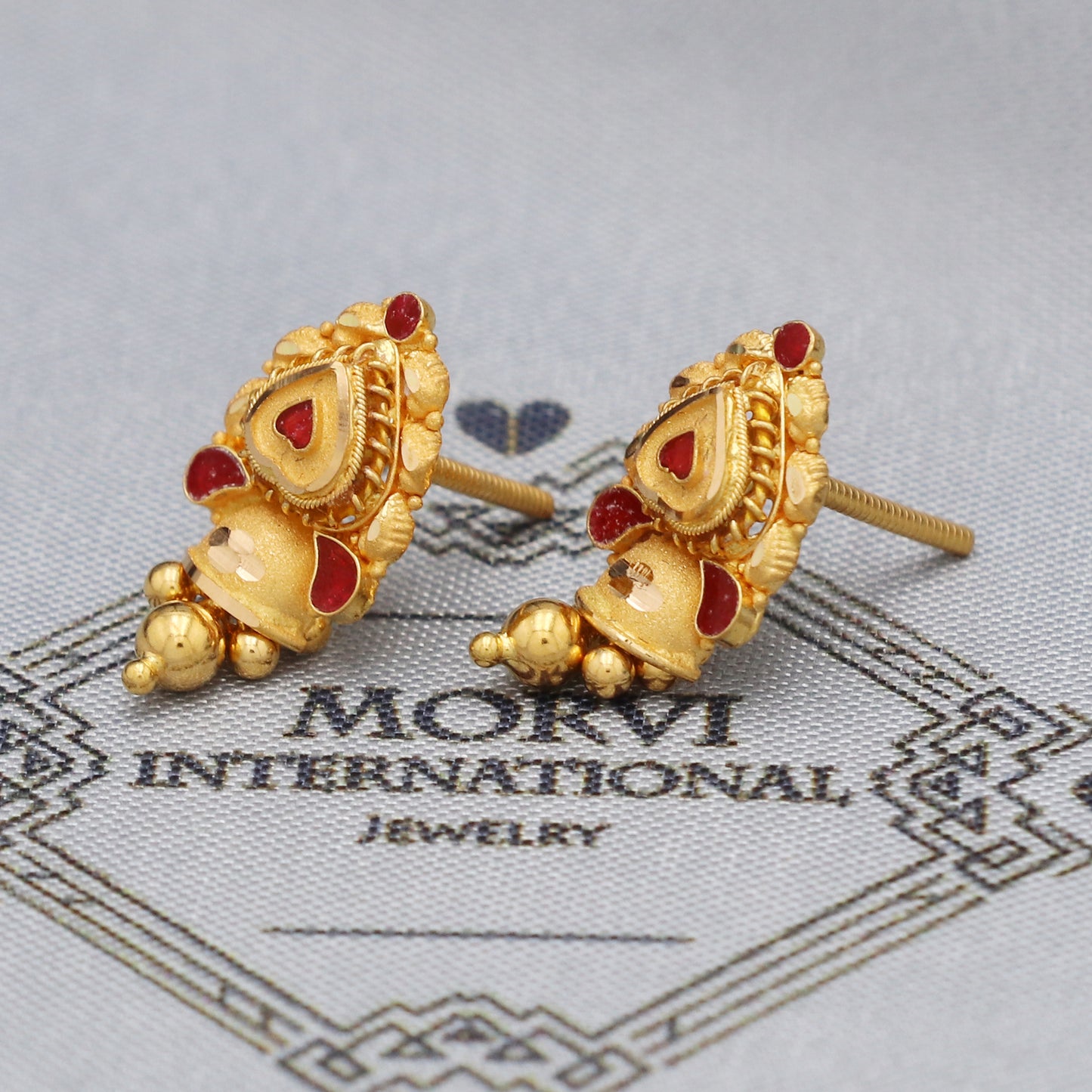 22k 22kt 22 karat Yellow Gold Earrings Dangle Stud Handmade Indian Jewelry for Gift, K5463