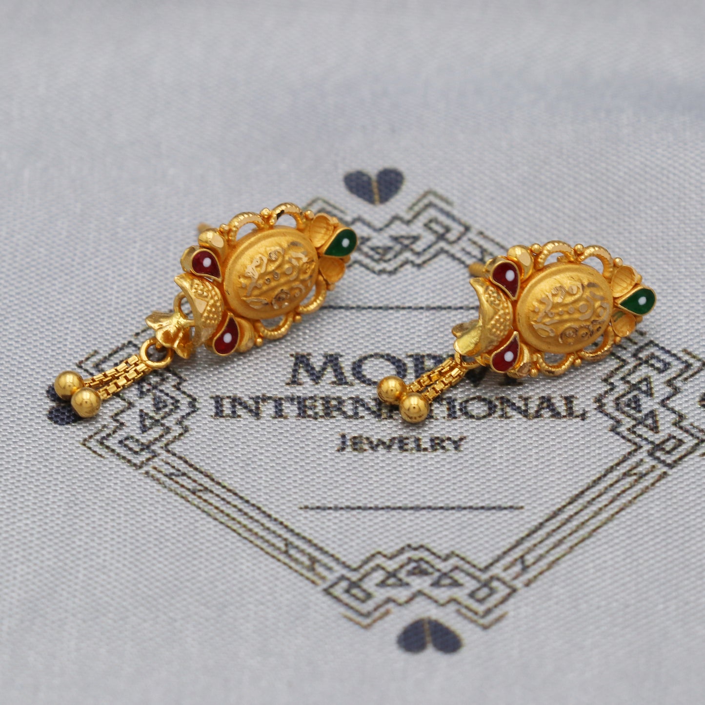 22k 22kt 22 karat Yellow Gold Earrings Dangle Stud Handmade Indian Jewelry for Gift, K5465
