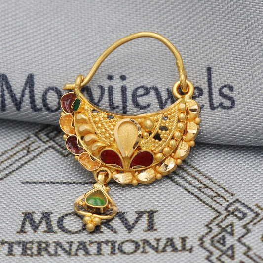 wedding party wear nose ring in 22k real solid gold, K5493