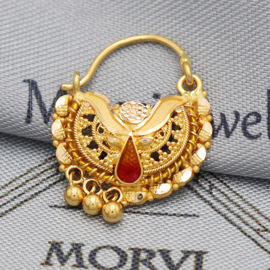 wedding party wear nose ring in 22k real solid gold, K5498