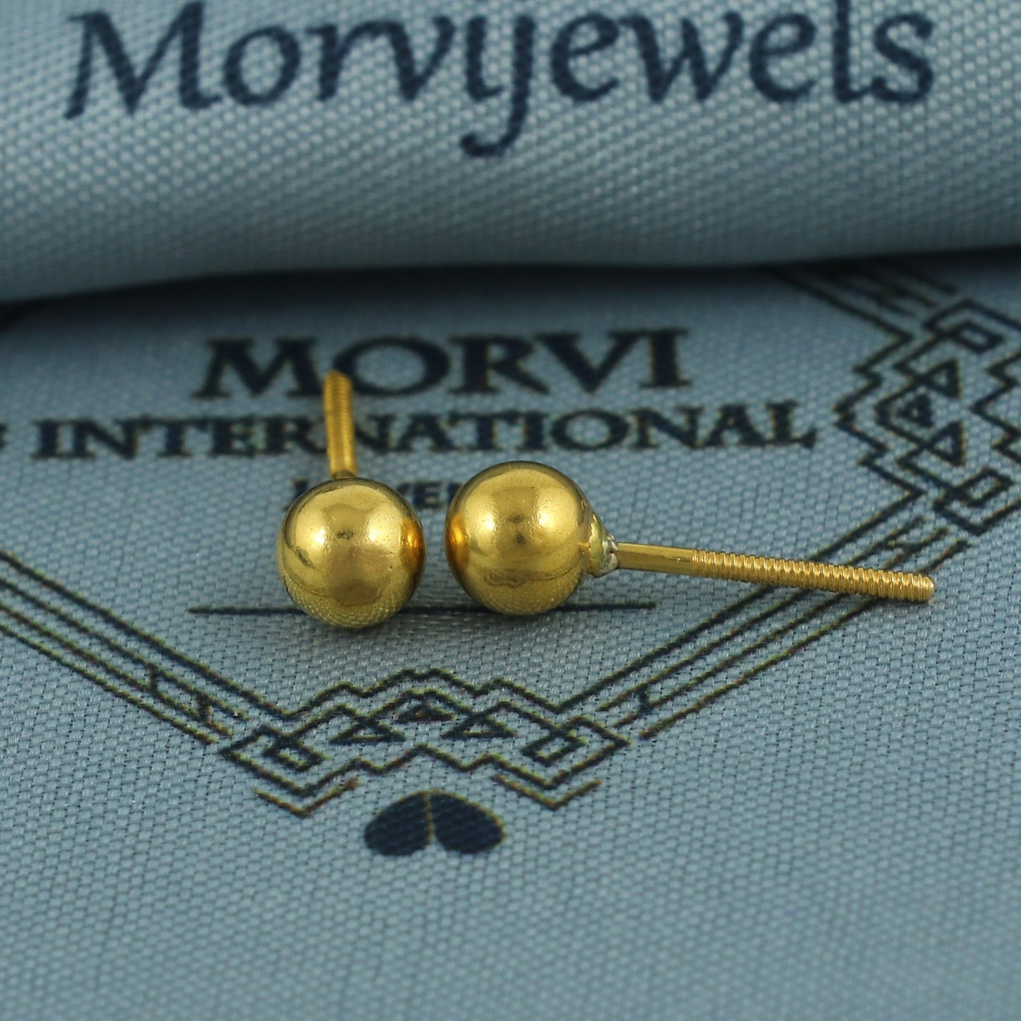 22k Yellow Gold Stud Earrings, Handmade Yellow gold earrings for women, 5 mm Ball Stud, Beads Stud, small earrings, K5671