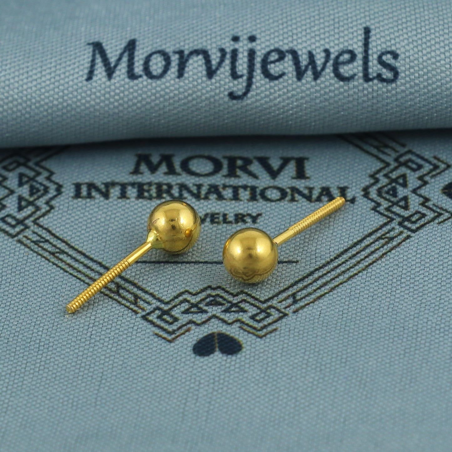 22k Yellow Gold Stud Earrings, Handmade Yellow gold earrings for women, 5 mm Ball Stud, Beads Stud, small earrings, K5671