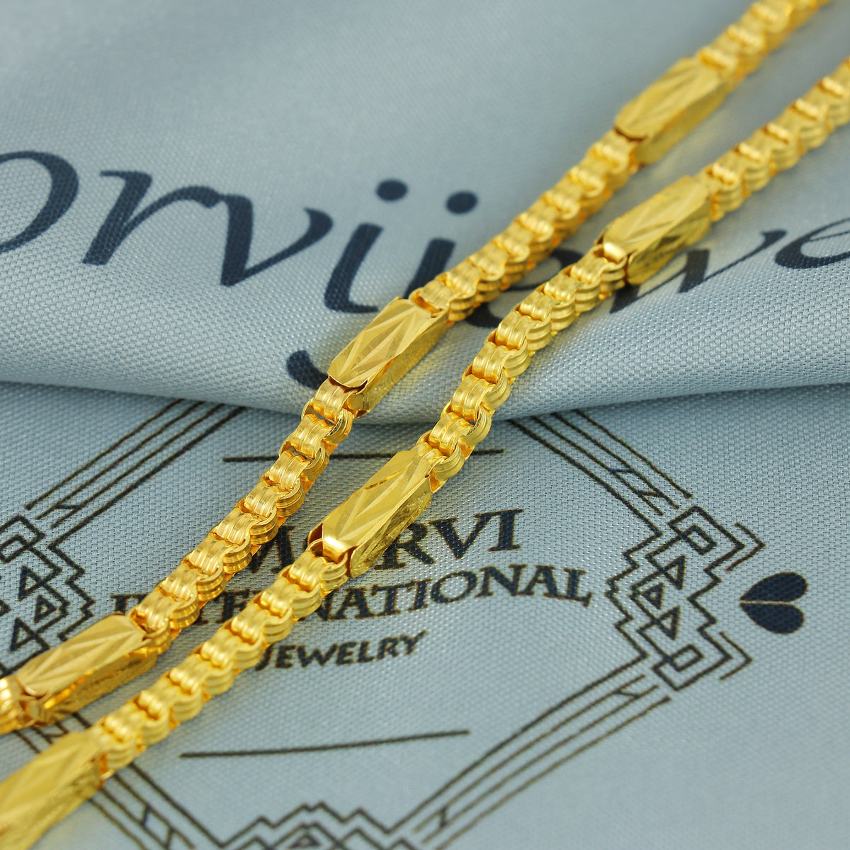 Solid 22k Yellow Gold Pure Gold Necklace Chain Jewelry, Indian Handmade Square Necklace Jewelry, Vintage Style Gold Chain, , K7161
