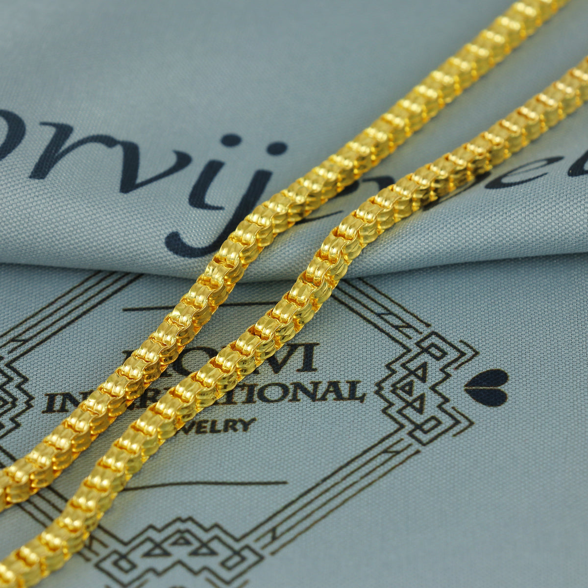 Solid 22k Yellow Gold Pure Gold Necklace Chain Jewelry, Indian Handmade Rolo Necklace Jewelry, Vintage Style Gold Chain, , K7162
