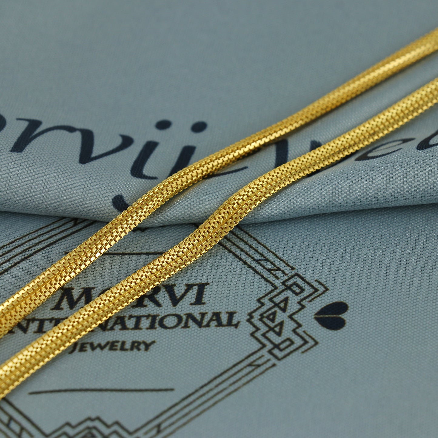 Solid 22k Yellow Gold Pure Gold Necklace Chain Jewelry, Indian Handmade Box Necklace Jewelry, Vintage Style Gold Chain, , K7167