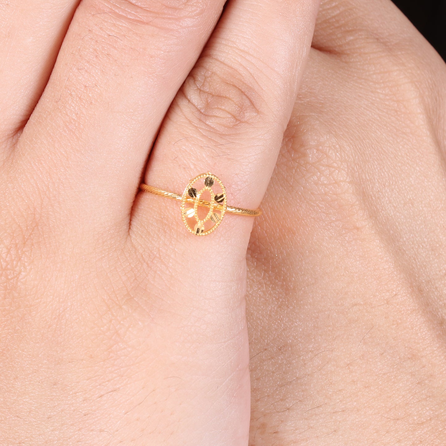 22k Gold Ring Dainty Indian Jewelry Exclusive Authentic BIS Hallmarked Stamped "22k916" Jewelry, MJ0015