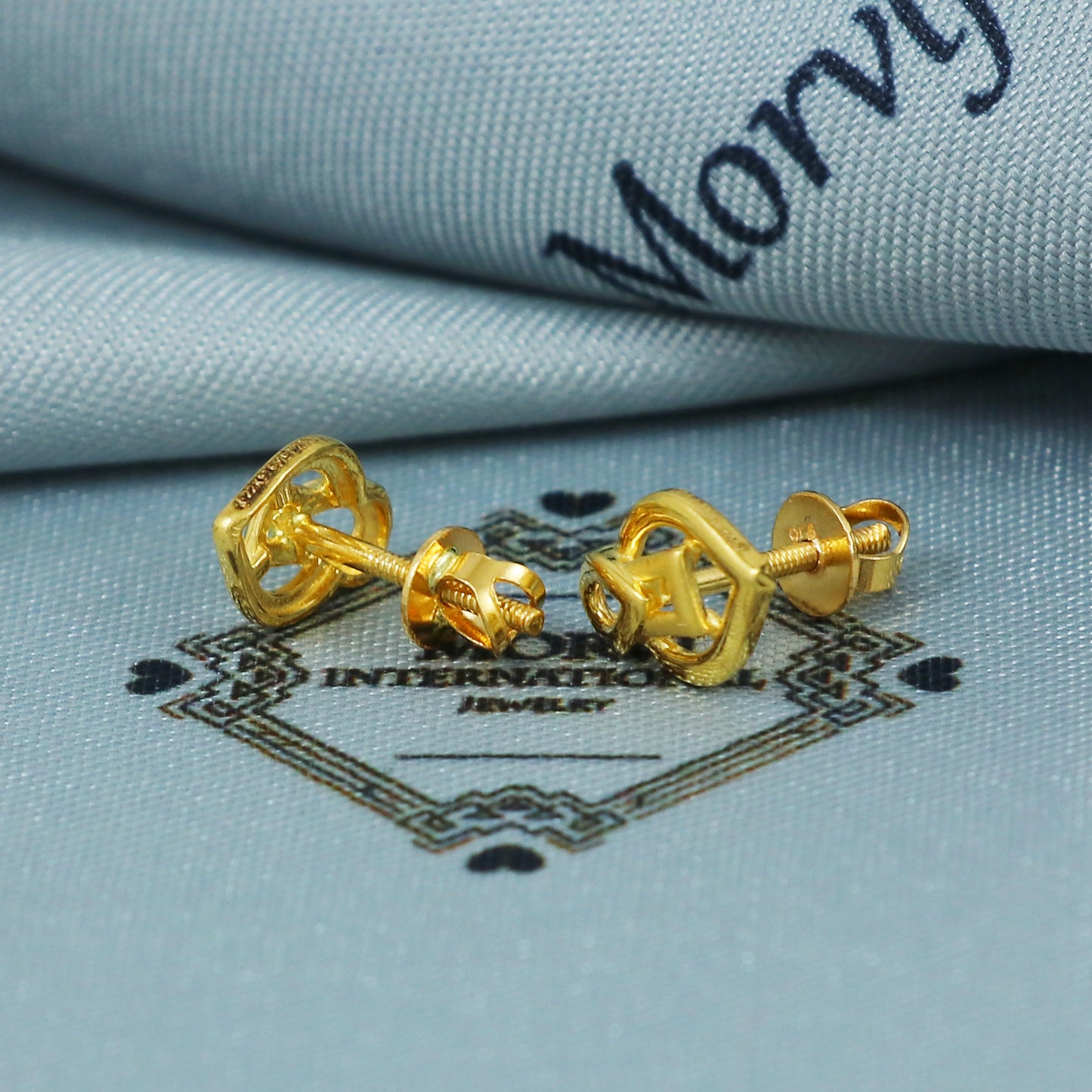 22k Gold Stud Earrings Dainty Indian Jewelry Exclusive Authentic BIS Hallmarked Stamped "22k916" Jewelry, MJ0021