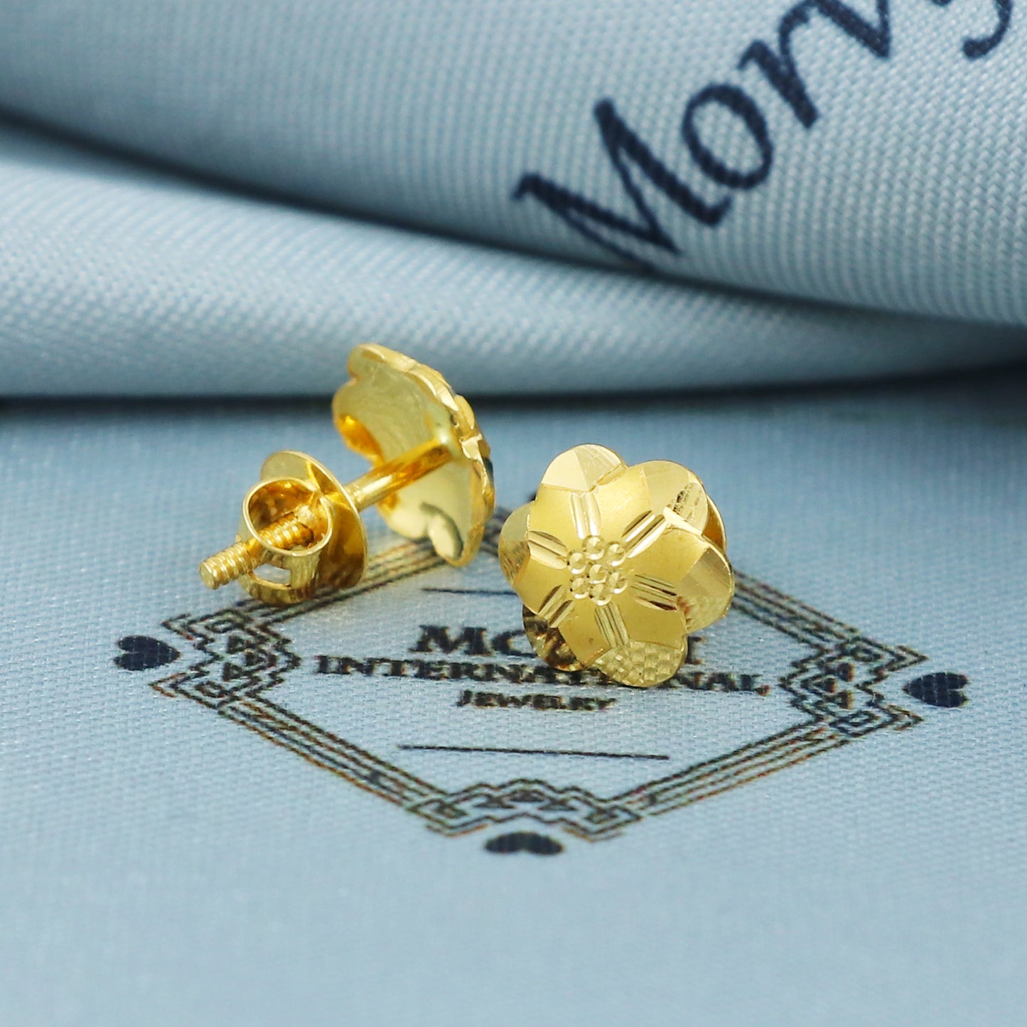 22k Gold Stud Earrings Dainty Indian Jewelry Exclusive Authentic BIS Hallmarked Stamped "22k916" Jewelry, MJ0032